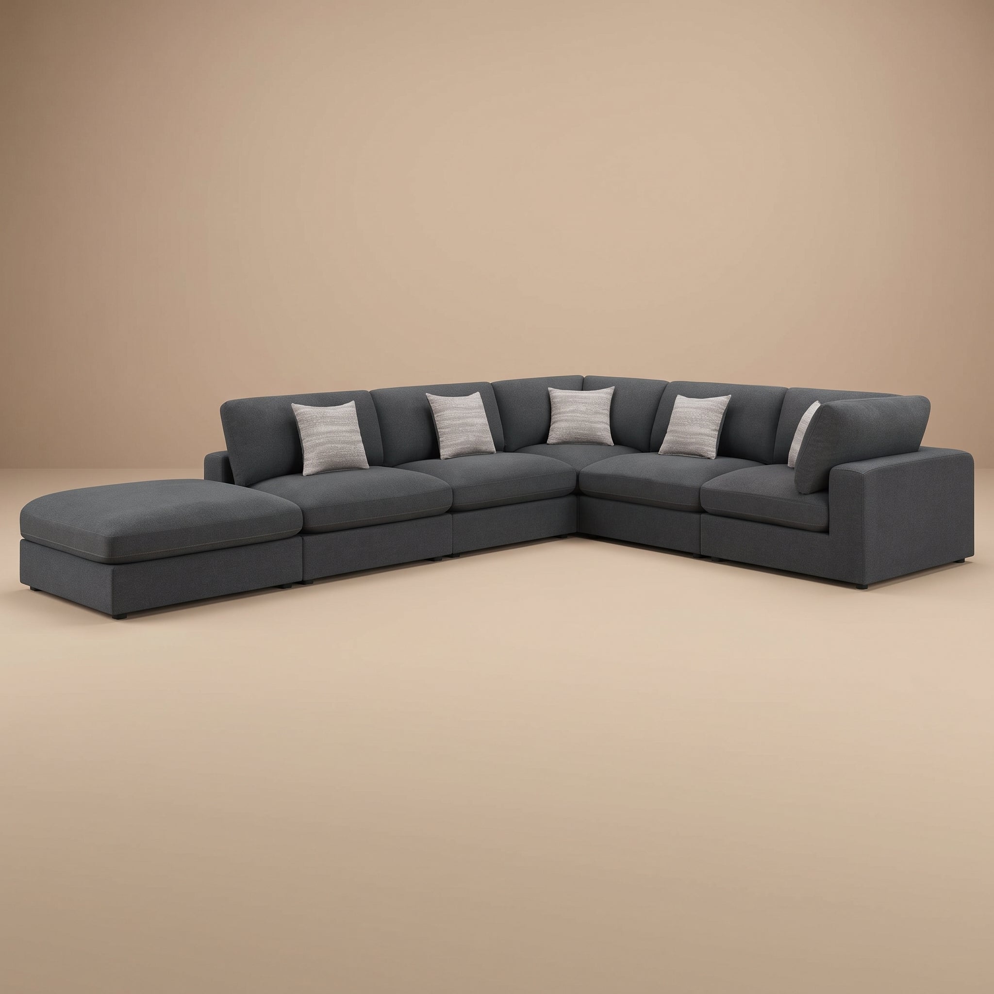 Serene 6-piece Upholstered Modular Sectional Sofa Charcoal