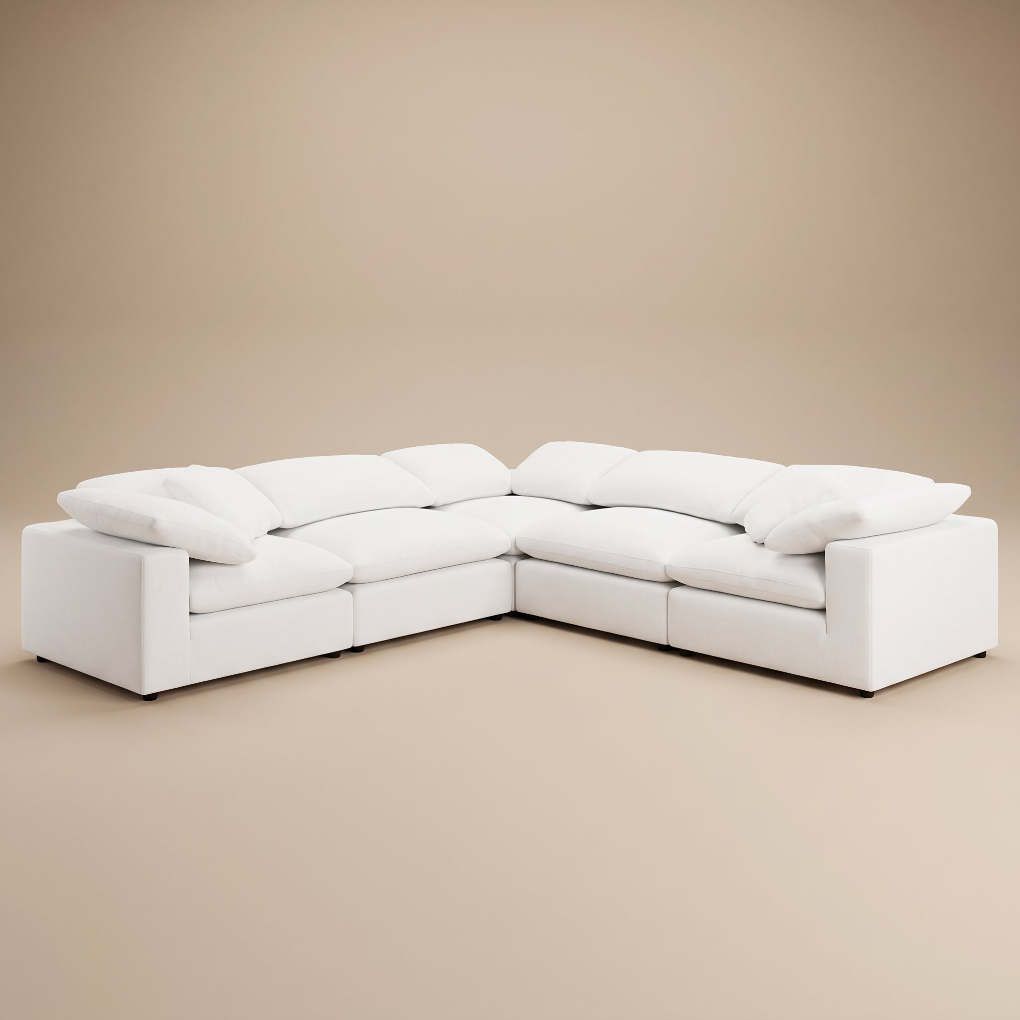Raleigh 5-piece Boucle Upholstered Modular Sectional Ivory
