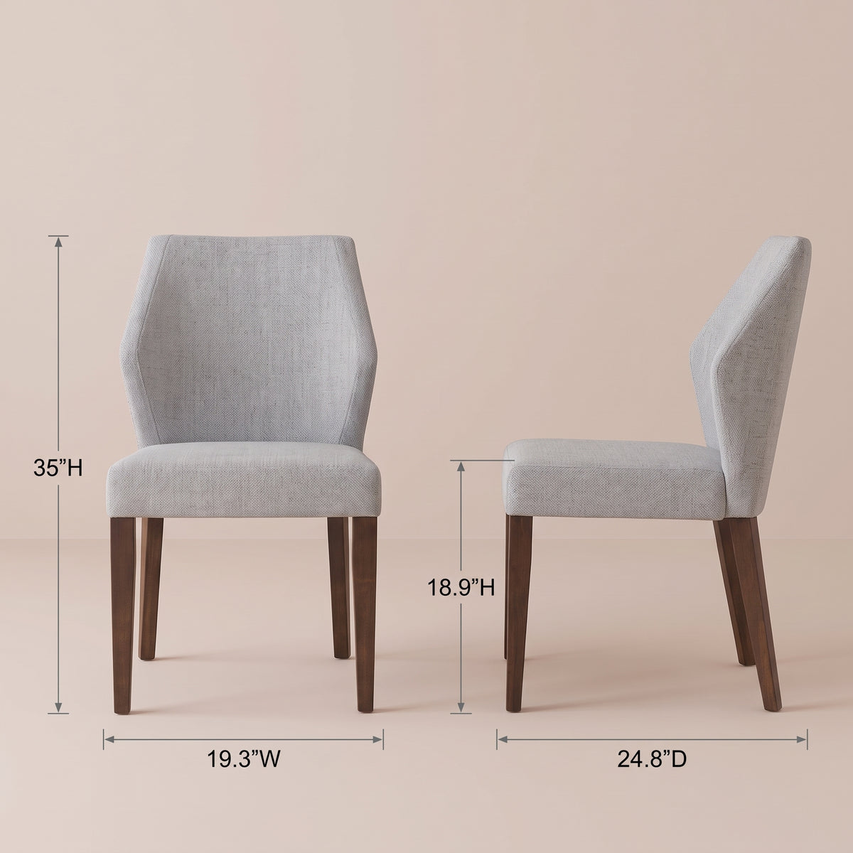 Lowe Light Grey Fabric Dining Chair - Set Of 2