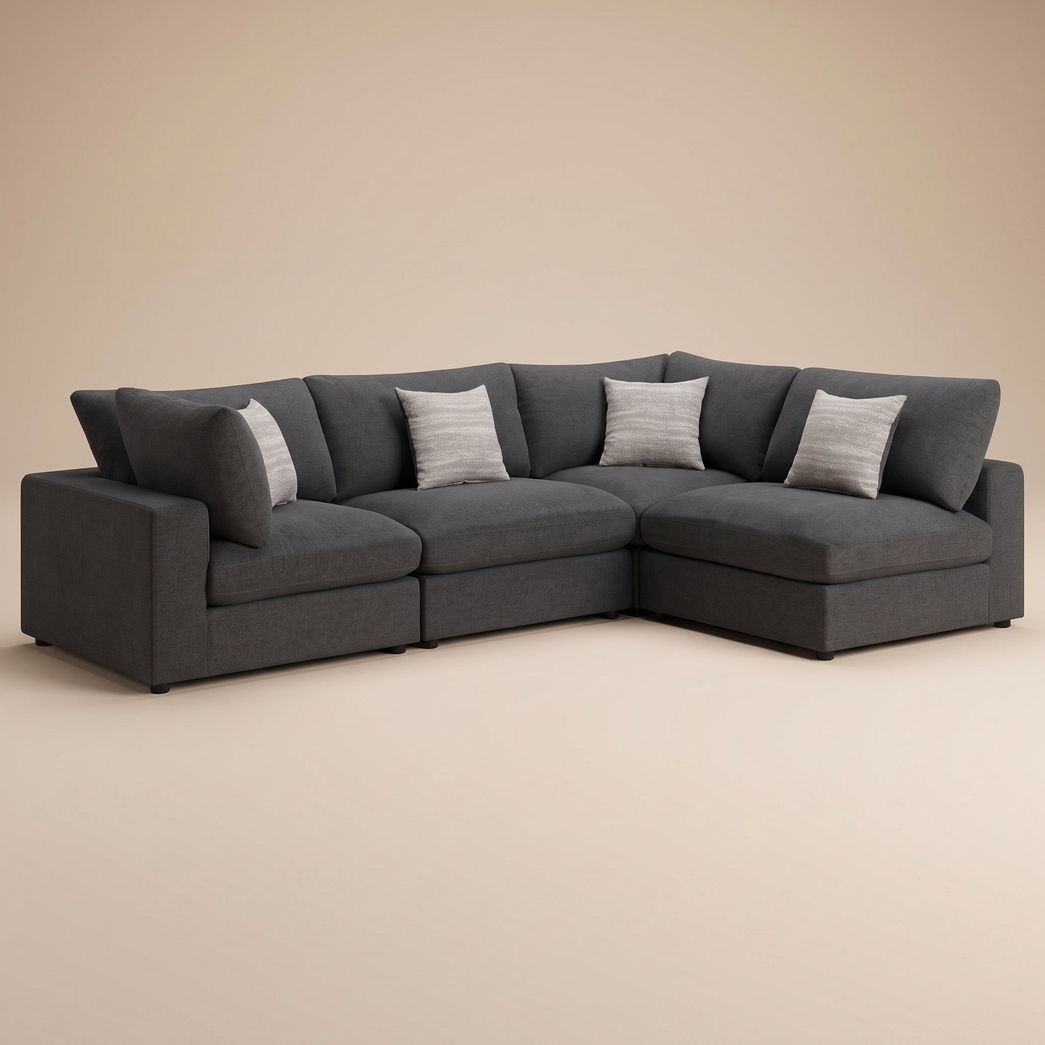 Serene 4-piece Upholstered Modular Sectional Sofa Charcoal