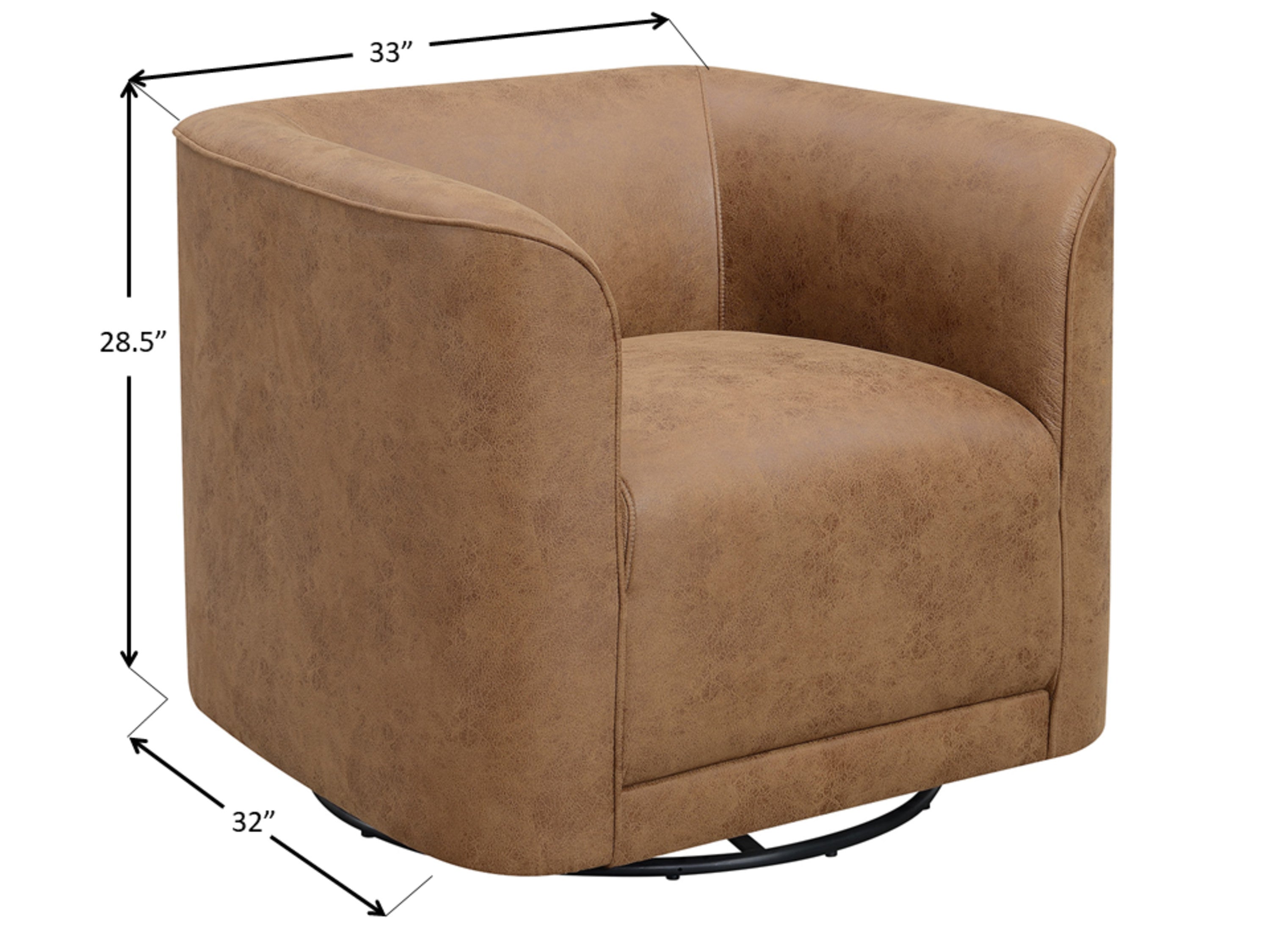 Gemma Contemporary Brown Vegan Leather Barrel Chair - MidinMod