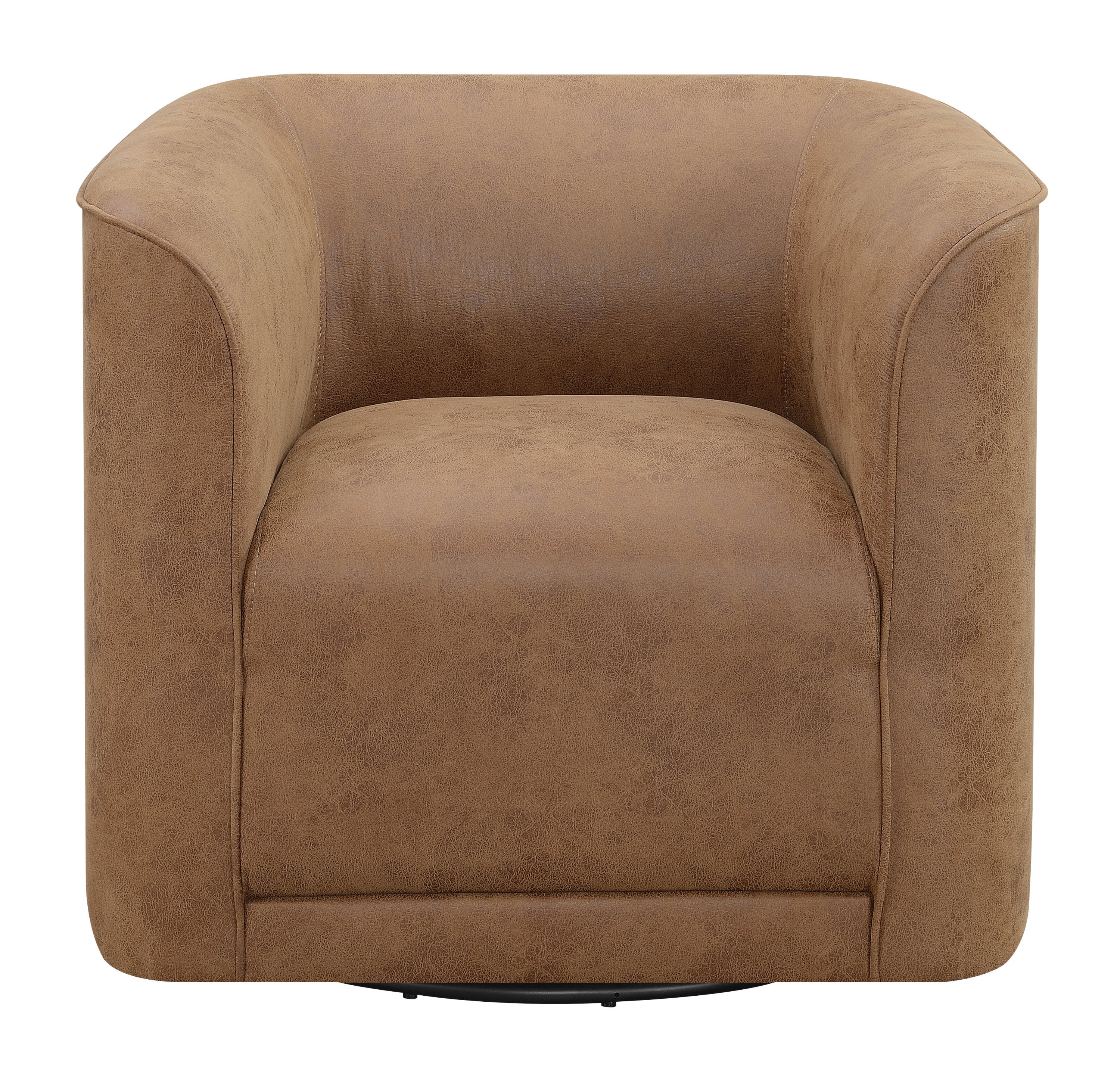 Gemma Contemporary Brown Vegan Leather Barrel Chair - MidinMod