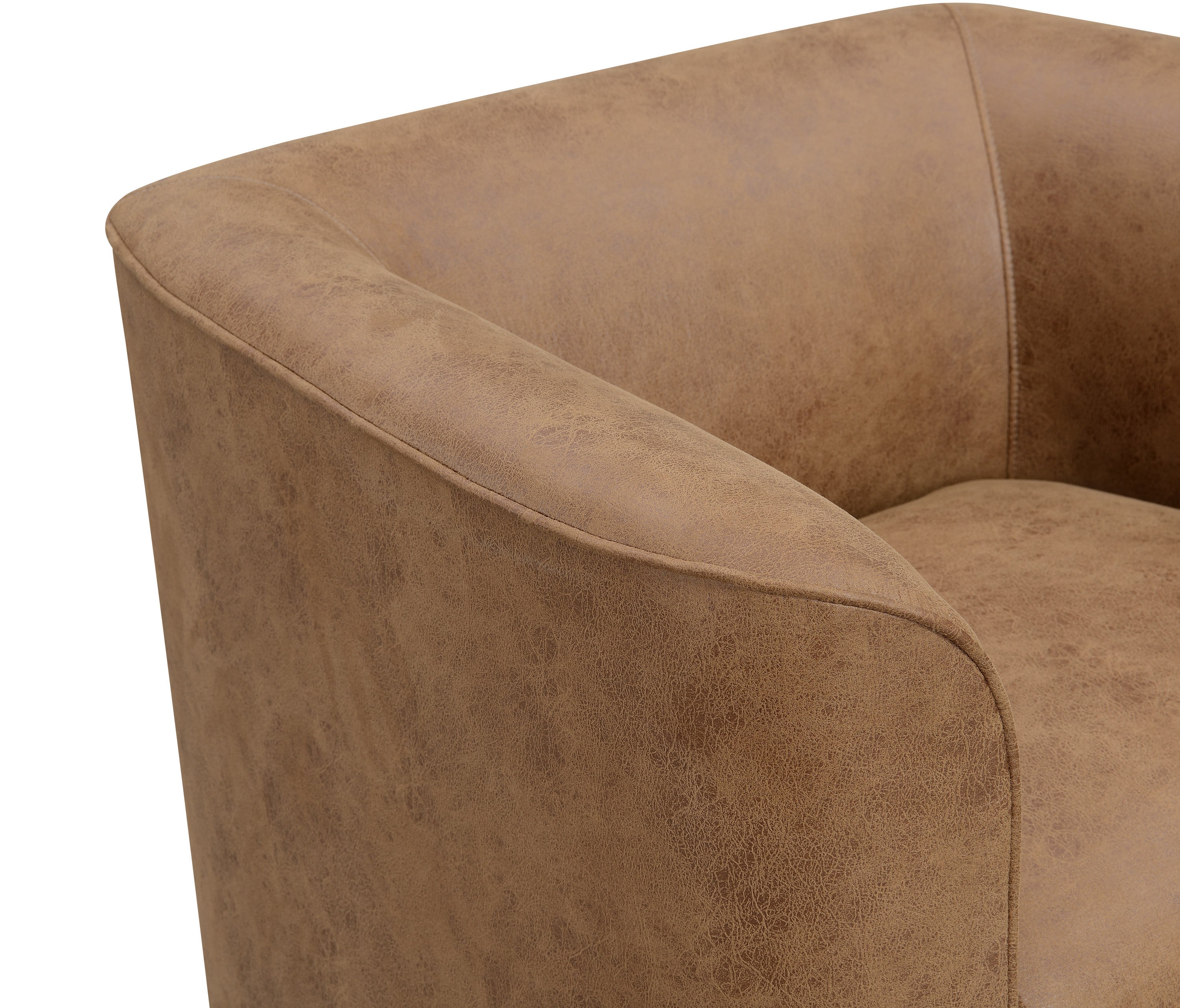 Gemma Contemporary Brown Vegan Leather Barrel Chair - MidinMod