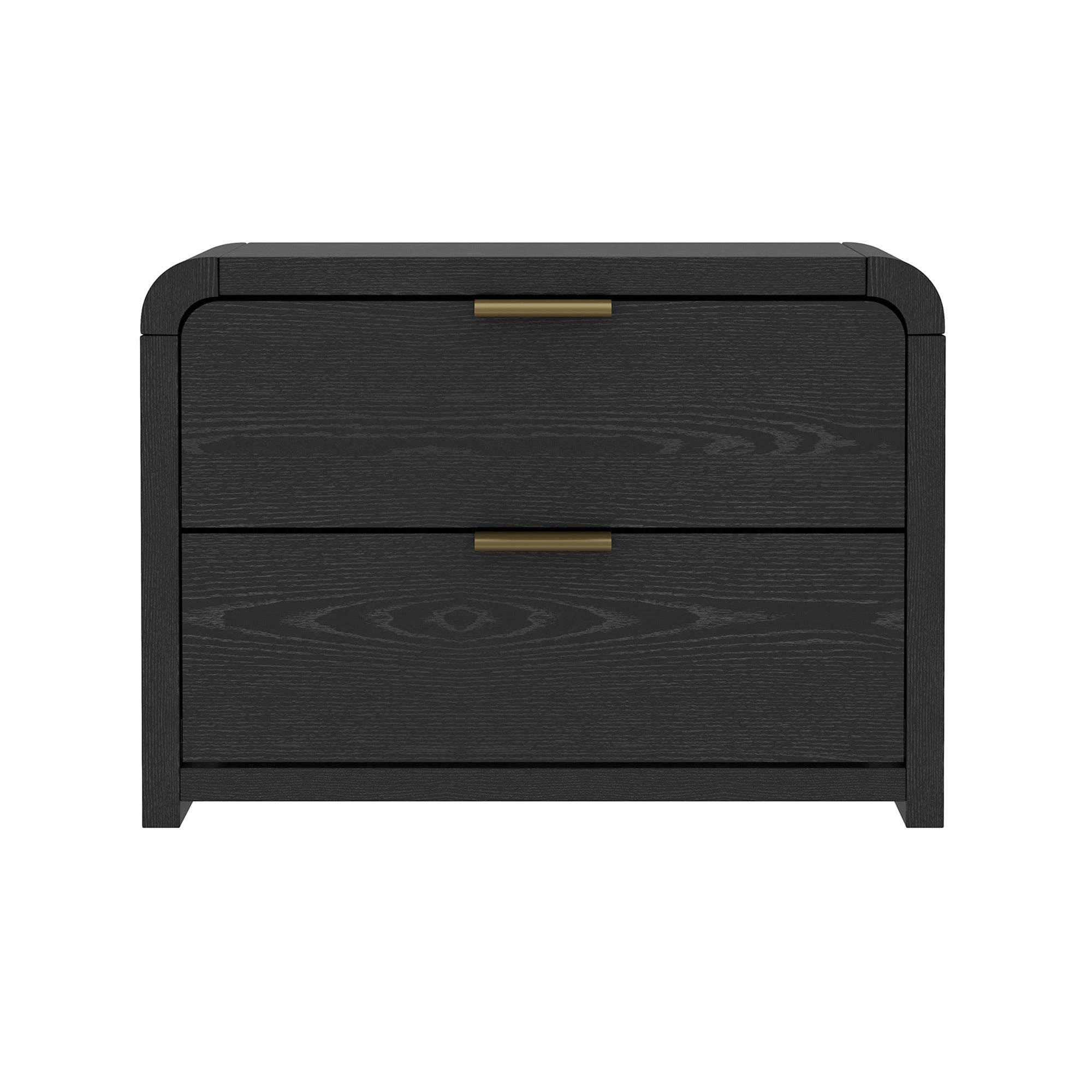 Grace Modern Black and Gold Solid Wood Nightstand | Sleek Bedside Storage | MidinMod