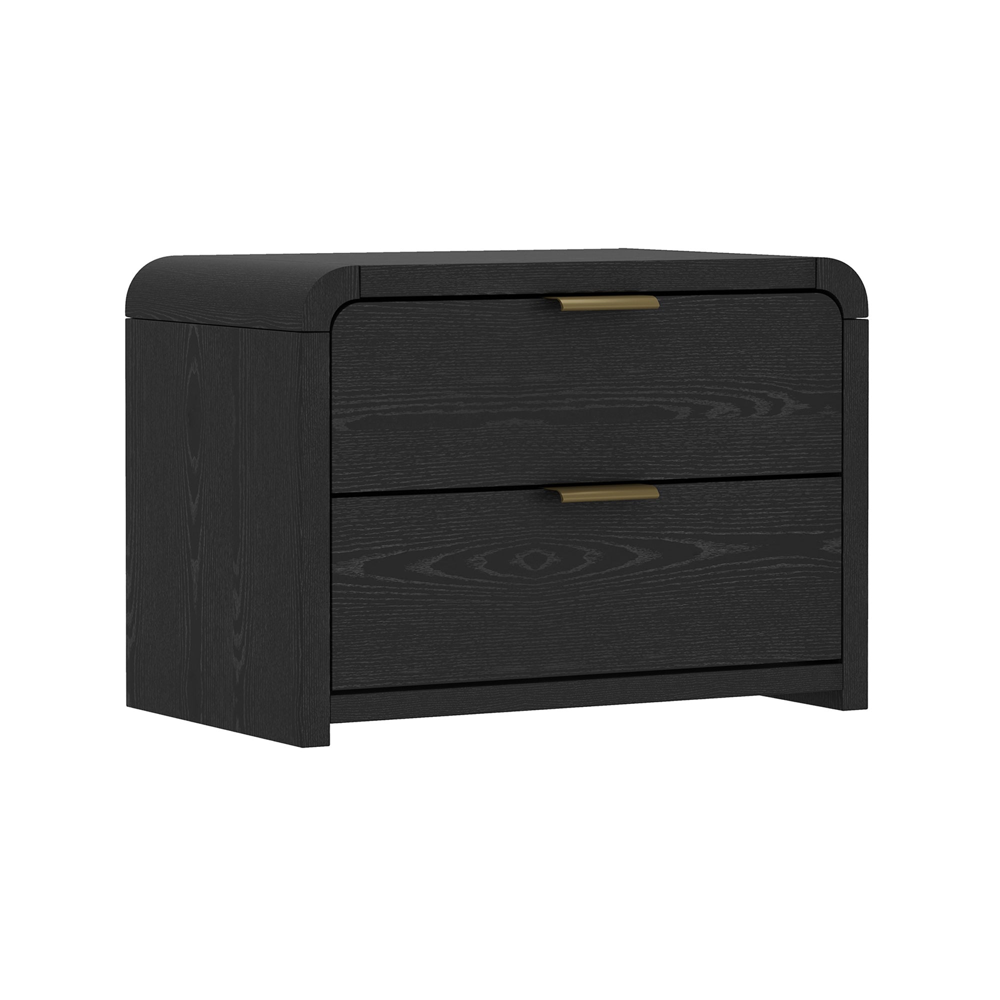 Grace Modern Black and Gold Solid Wood Nightstand | Sleek Bedside Storage | MidinMod