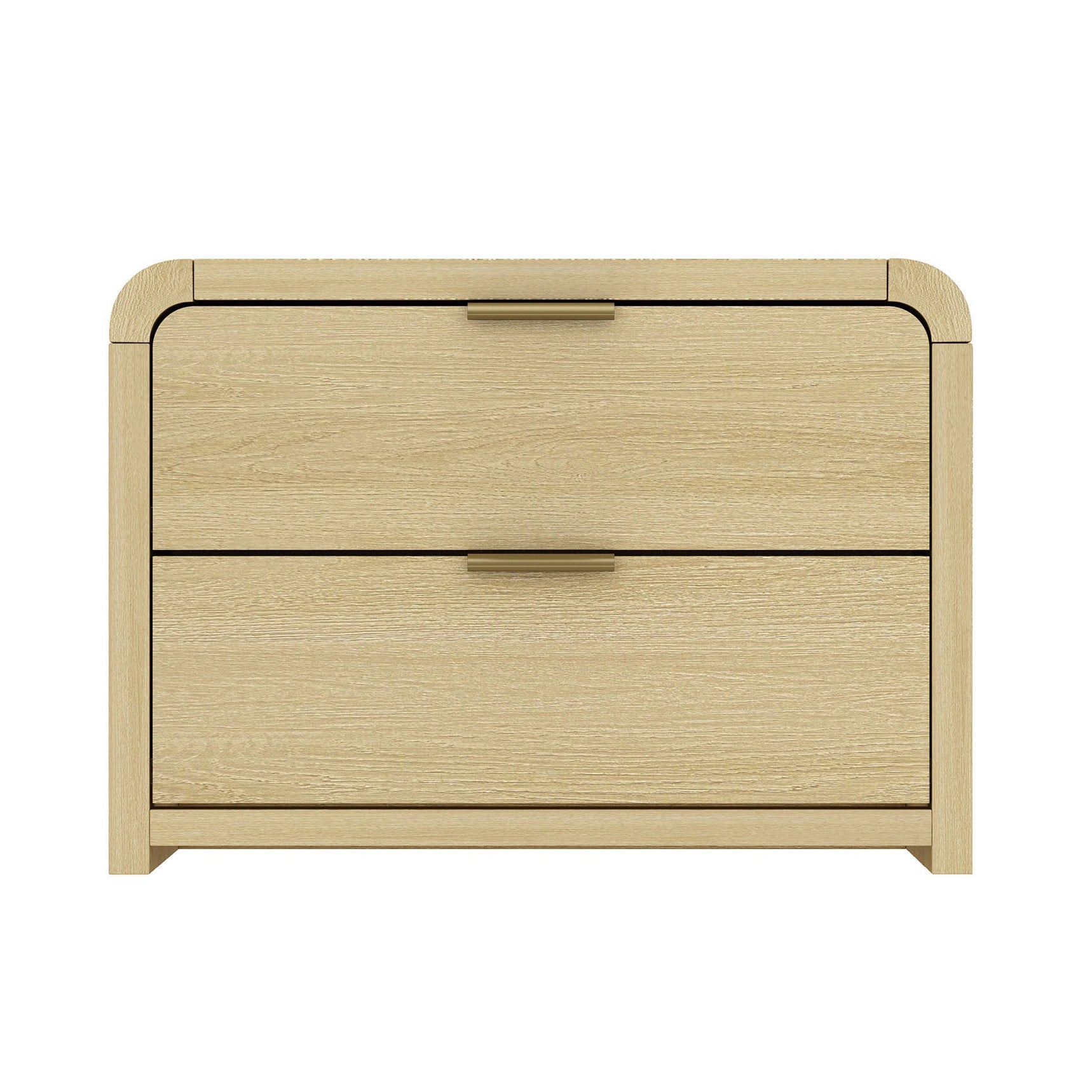 Grace Natural Oak & Gold Nightstand | Modern Solid Wood Bedside Storage | MidinMod