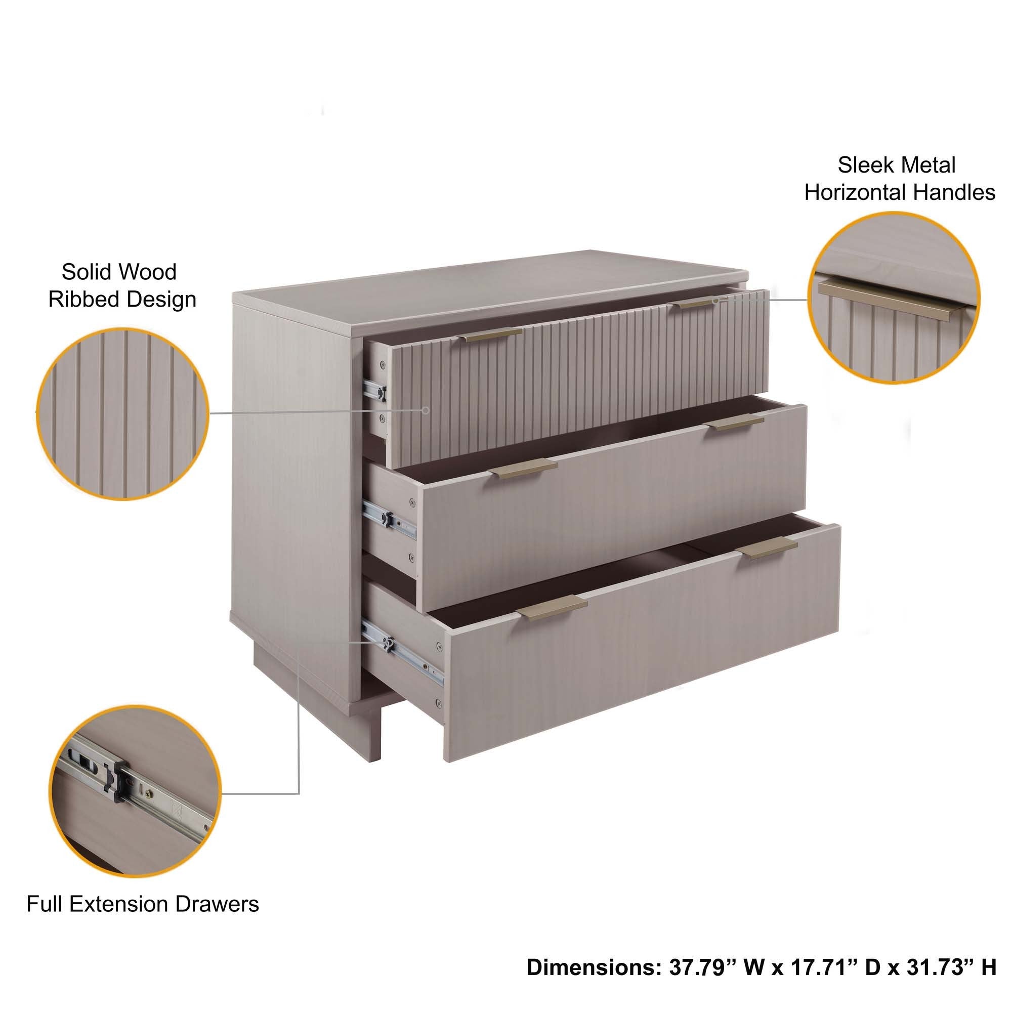 Granville 38" Standard Dresser in Sage Green | Modern Solid Wood Chest of Drawers | MidinMod