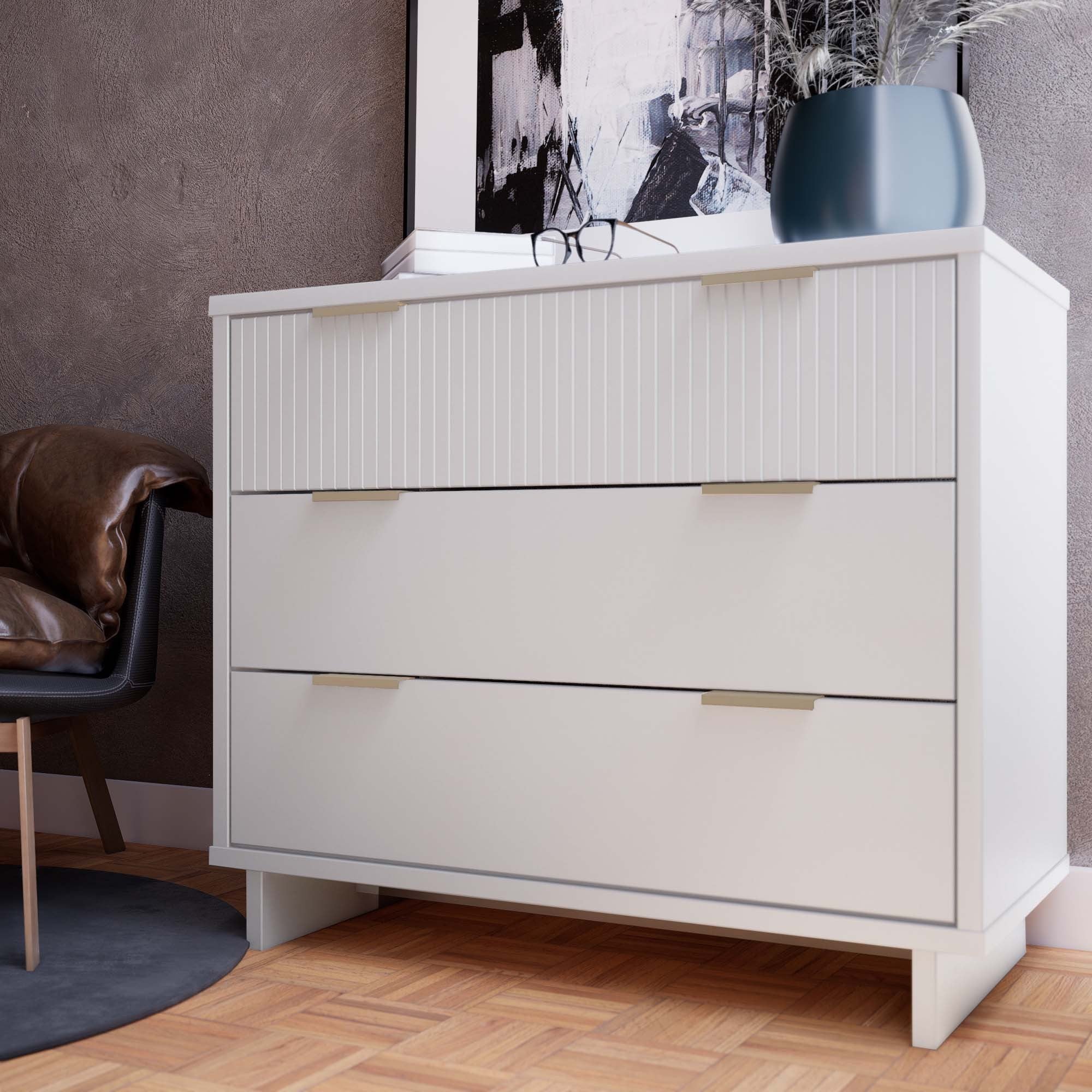 Granville 38" White Standard Dresser | Modern Solid Wood Bedroom Chest | MidinMod