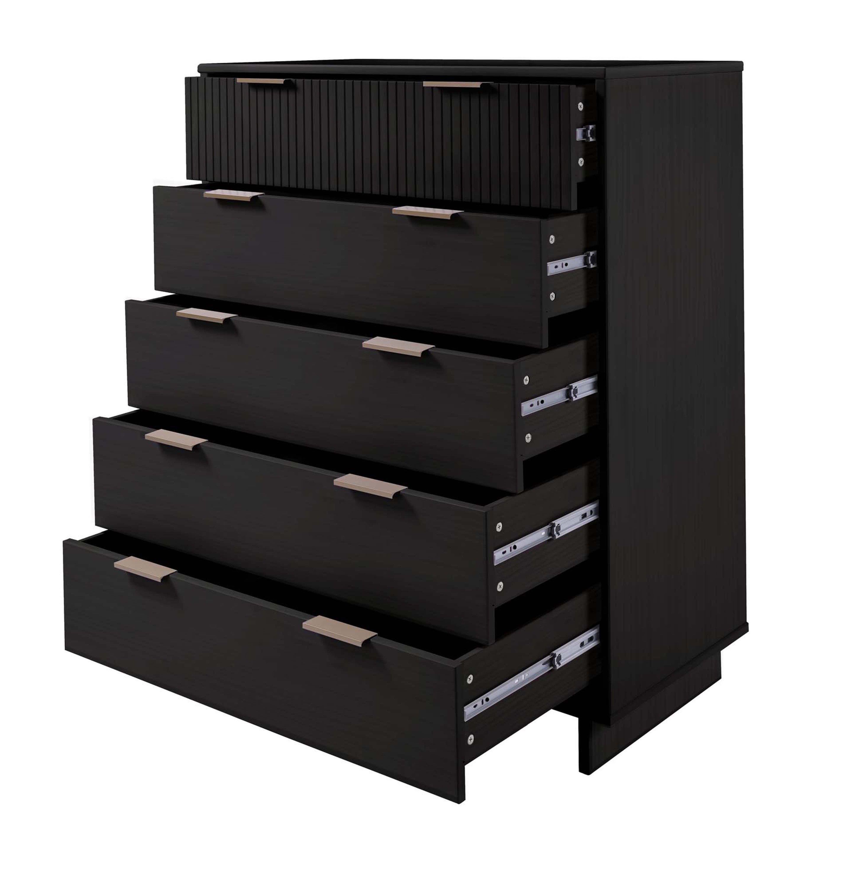 Granville 45" Tall Dresser in Black | Modern Solid Wood Chest of Drawers | MidinMod