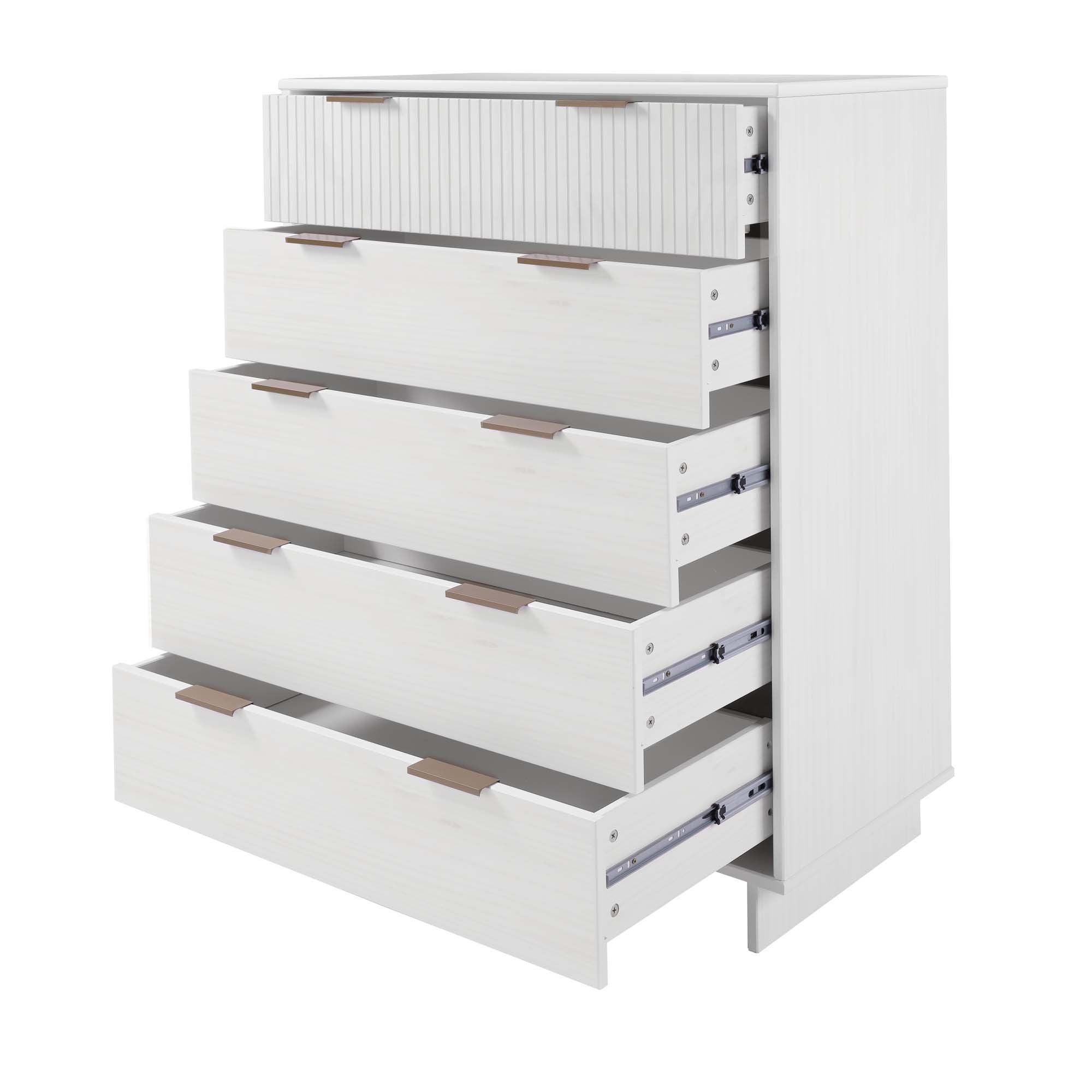 Granville 45" Tall Dresser in White | Modern Solid Wood Chest of Drawers | MidinMod