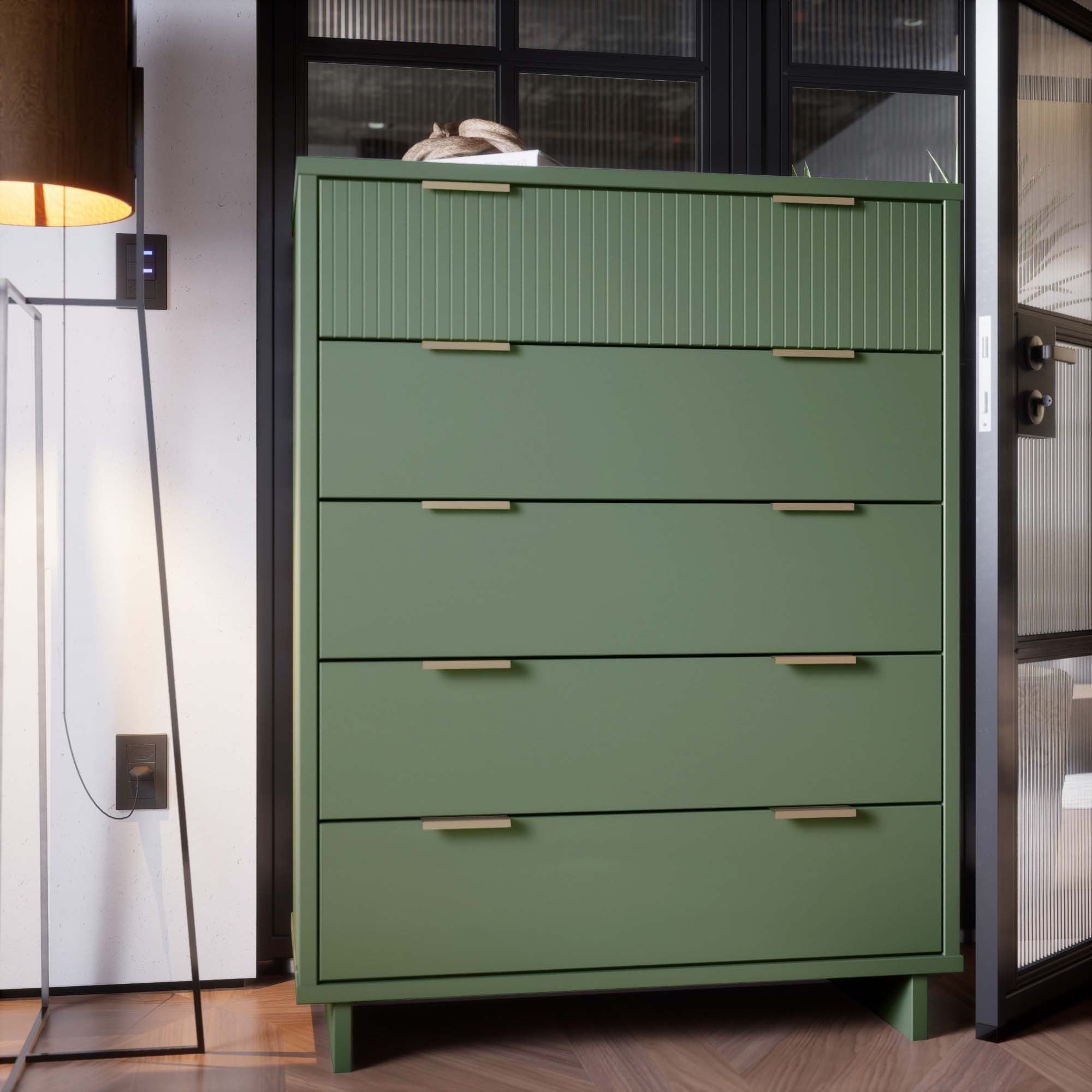 Granville 45" Tall Dresser in Sage Green | Modern Solid Wood Chest of Drawers | MidinMod