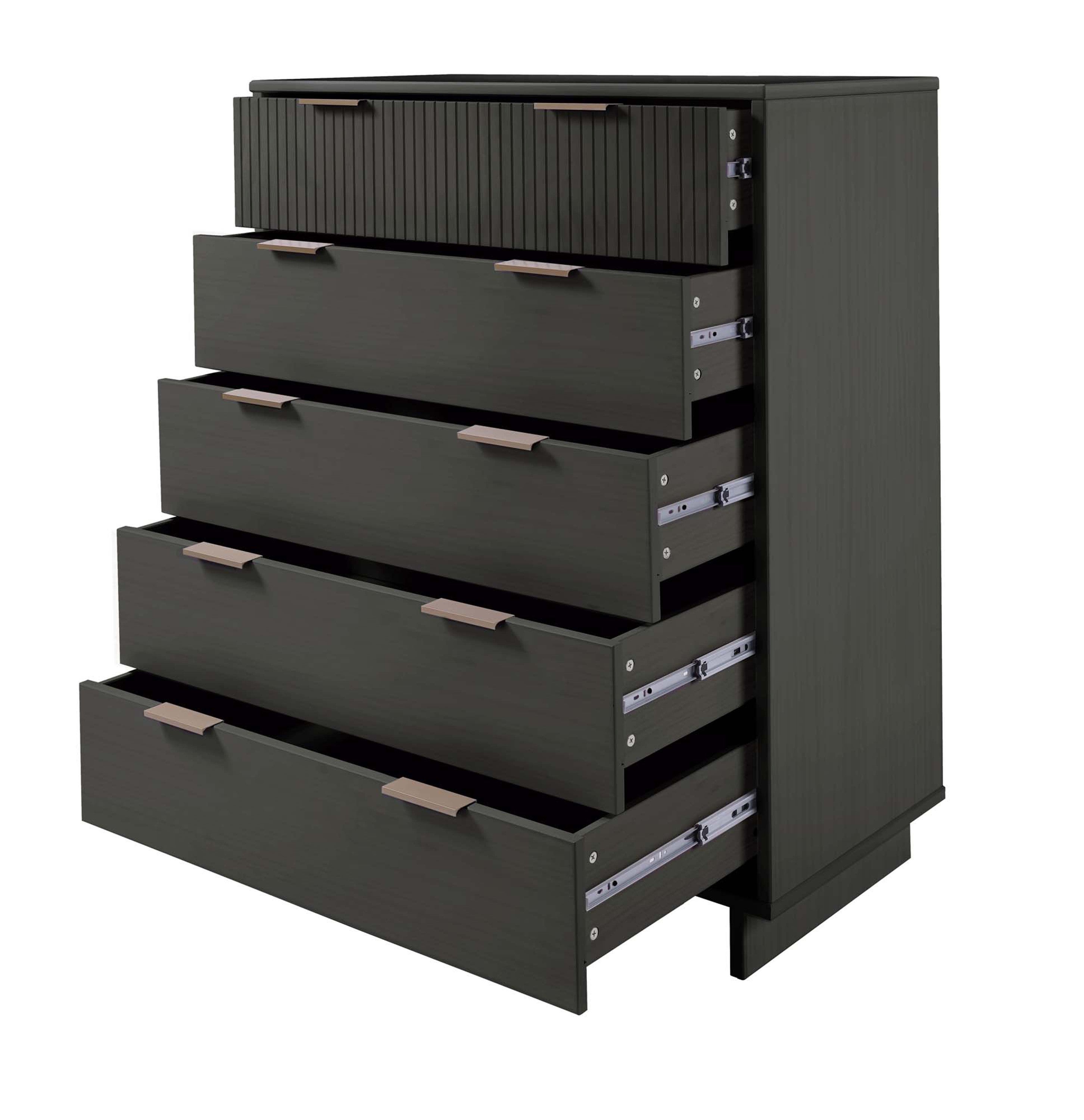 Granville 49" Tall Dresser in Charcoal Gray | Modern Solid Wood Chest of Drawers | MidinMod