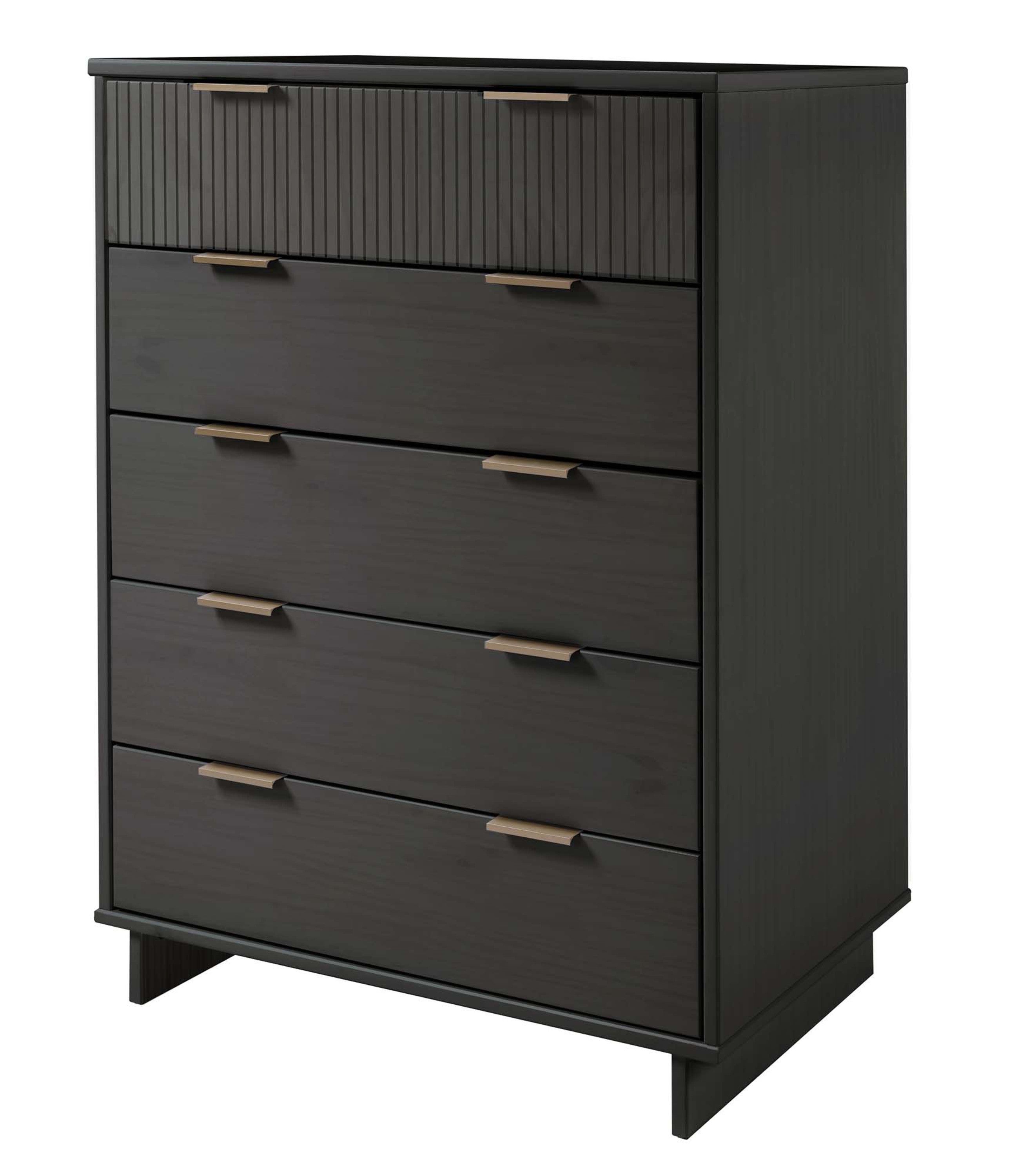 Granville 49" Tall Dresser in Charcoal Gray | Modern Solid Wood Chest of Drawers | MidinMod