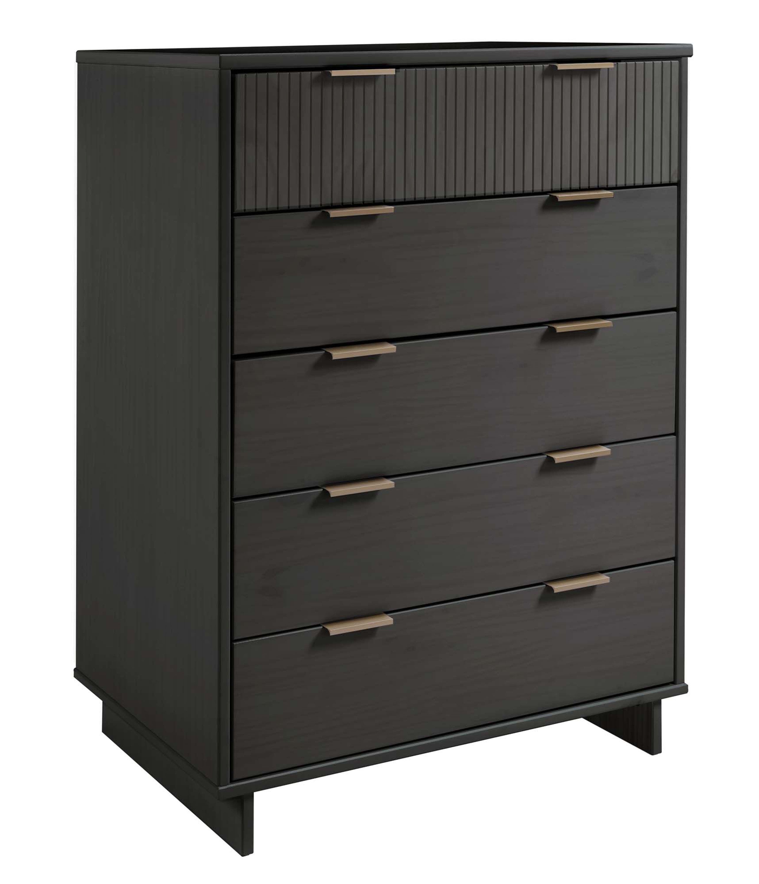 Granville 49" Tall Dresser in Charcoal Gray | Modern Solid Wood Chest of Drawers | MidinMod