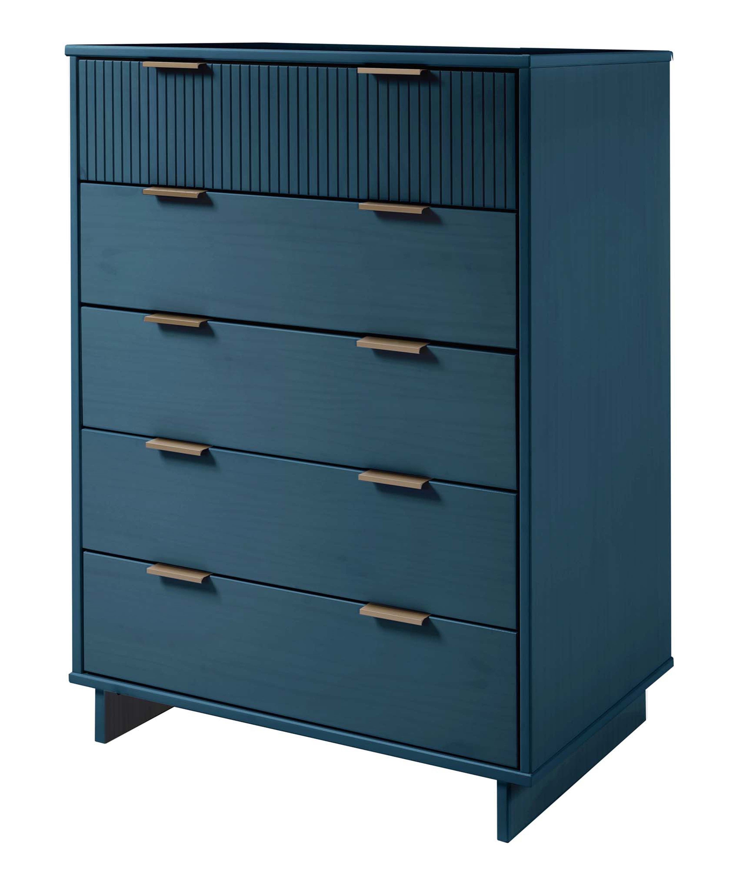 Granville 49" Tall Dresser in Midnight Blue | Modern Solid Wood Chest of Drawers | MidinMod