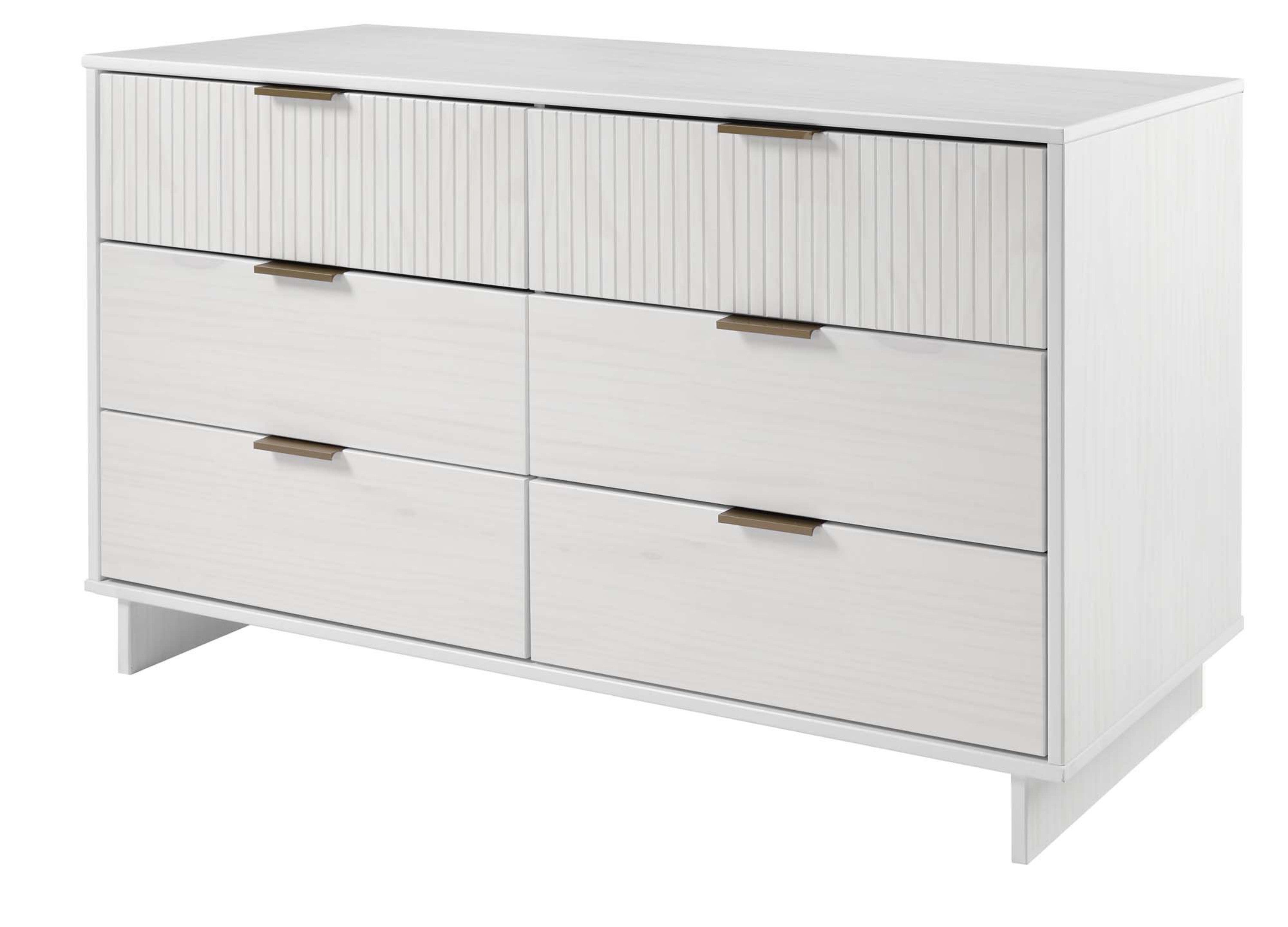 Granville 55.04" Modern White Solid Wood Double Wide Dresser | MidinMod