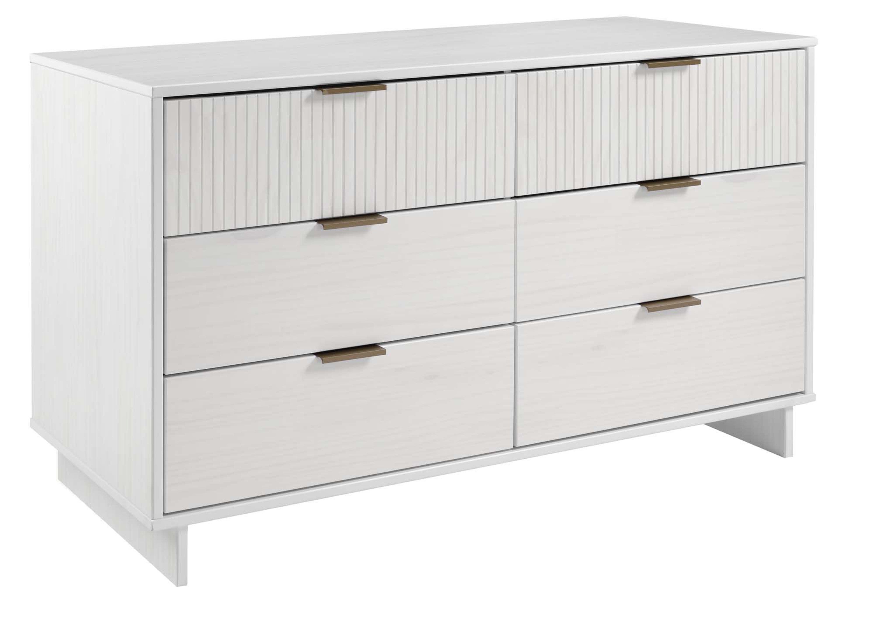 Granville 55.04" Modern White Solid Wood Double Wide Dresser | MidinMod