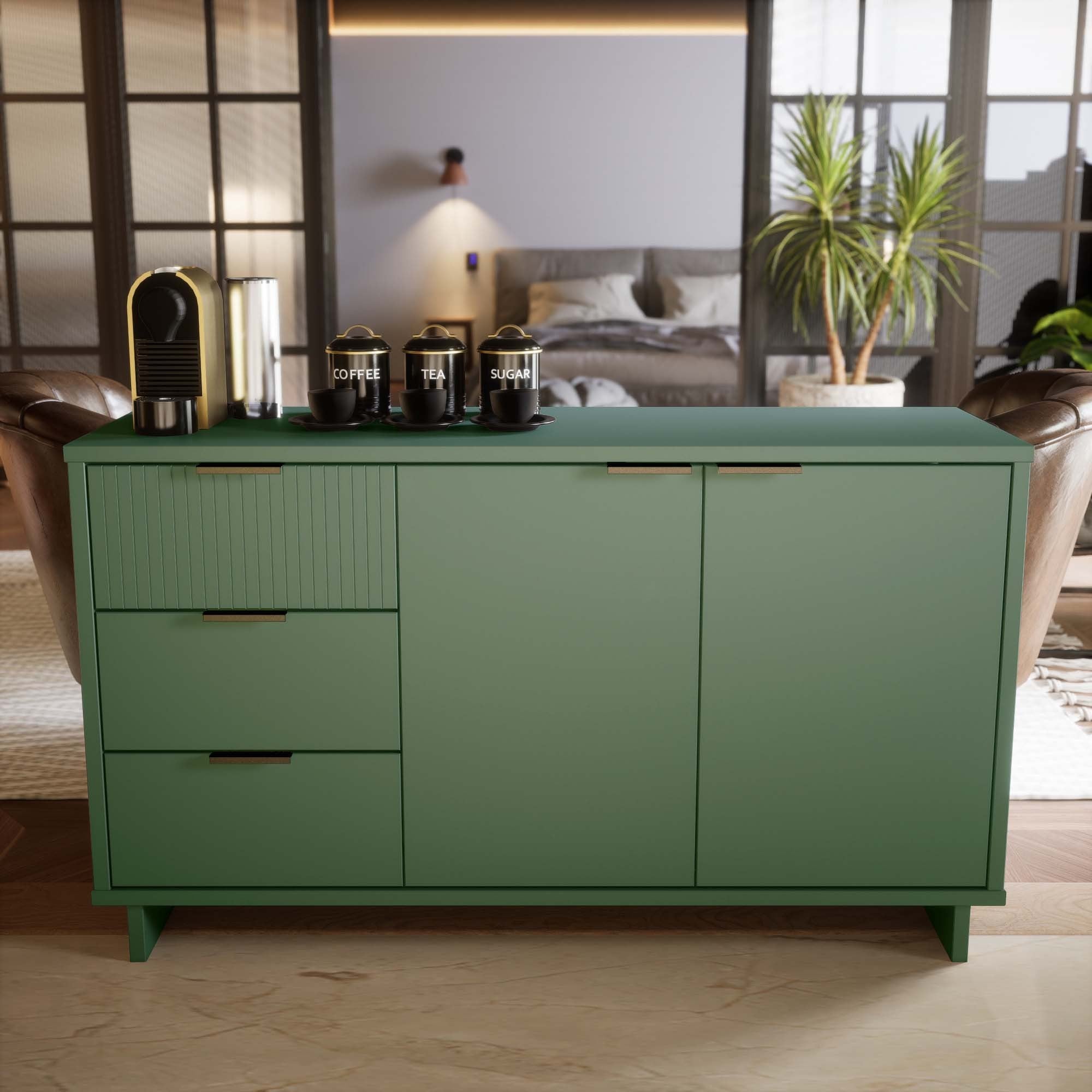 Granville 55" Sage Green Sideboard | Modern Solid Wood Buffet & Storage Cabinet | MidinMod
