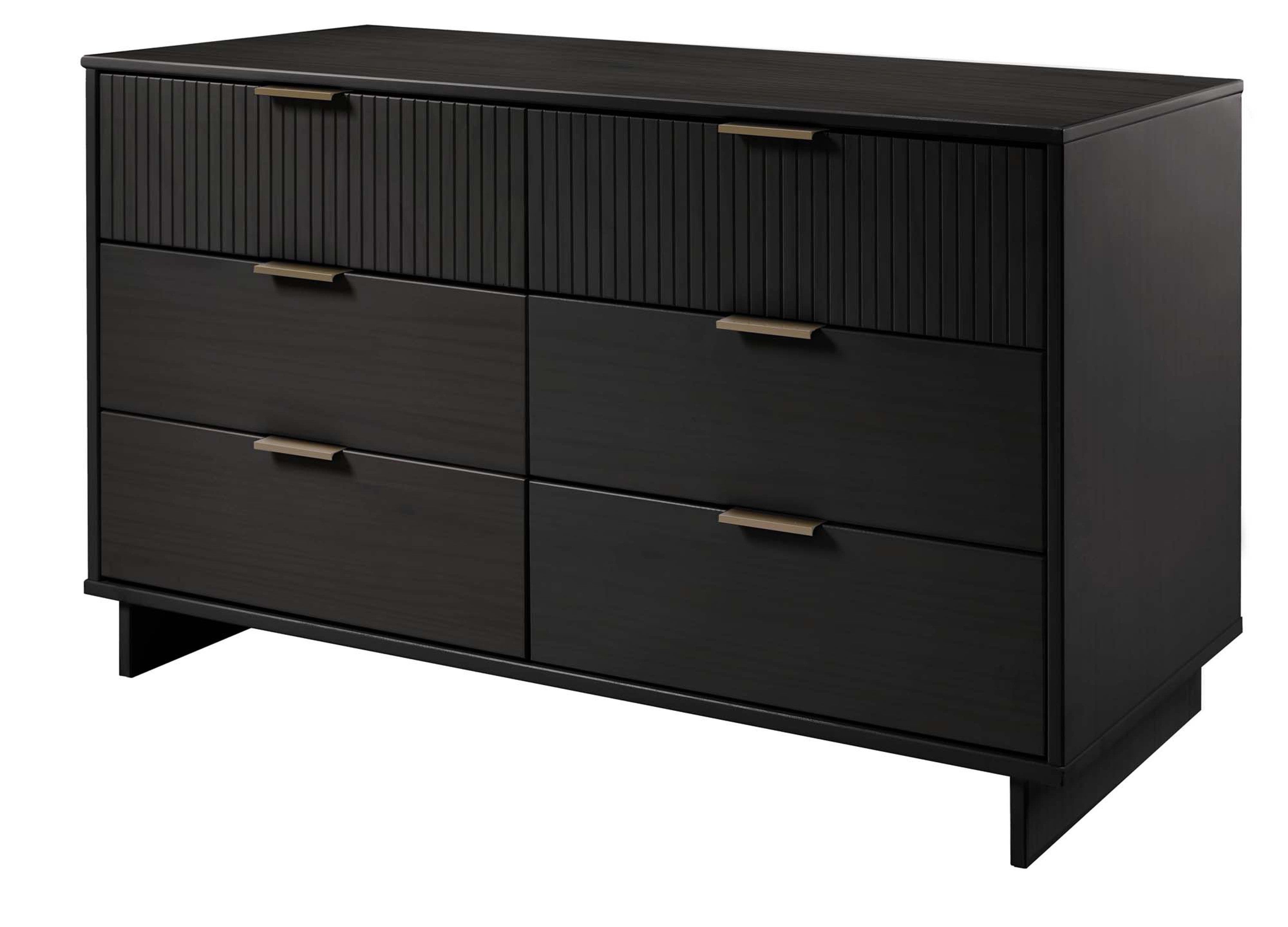 Granville 55" Double Wide Dresser in Black | Modern Solid Wood Chest of Drawers | MidinMod