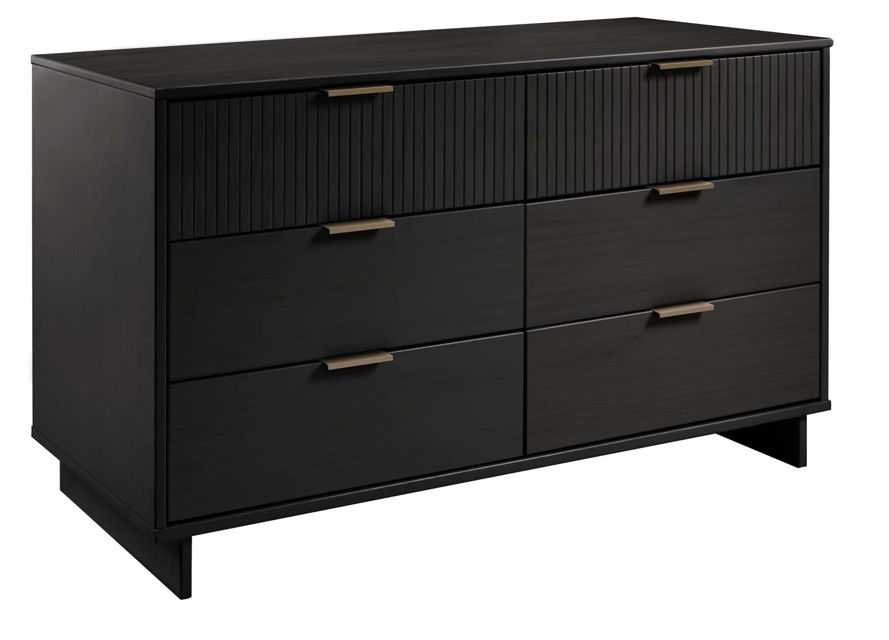Granville 55" Double Wide Dresser in Black | Modern Solid Wood Chest of Drawers | MidinMod
