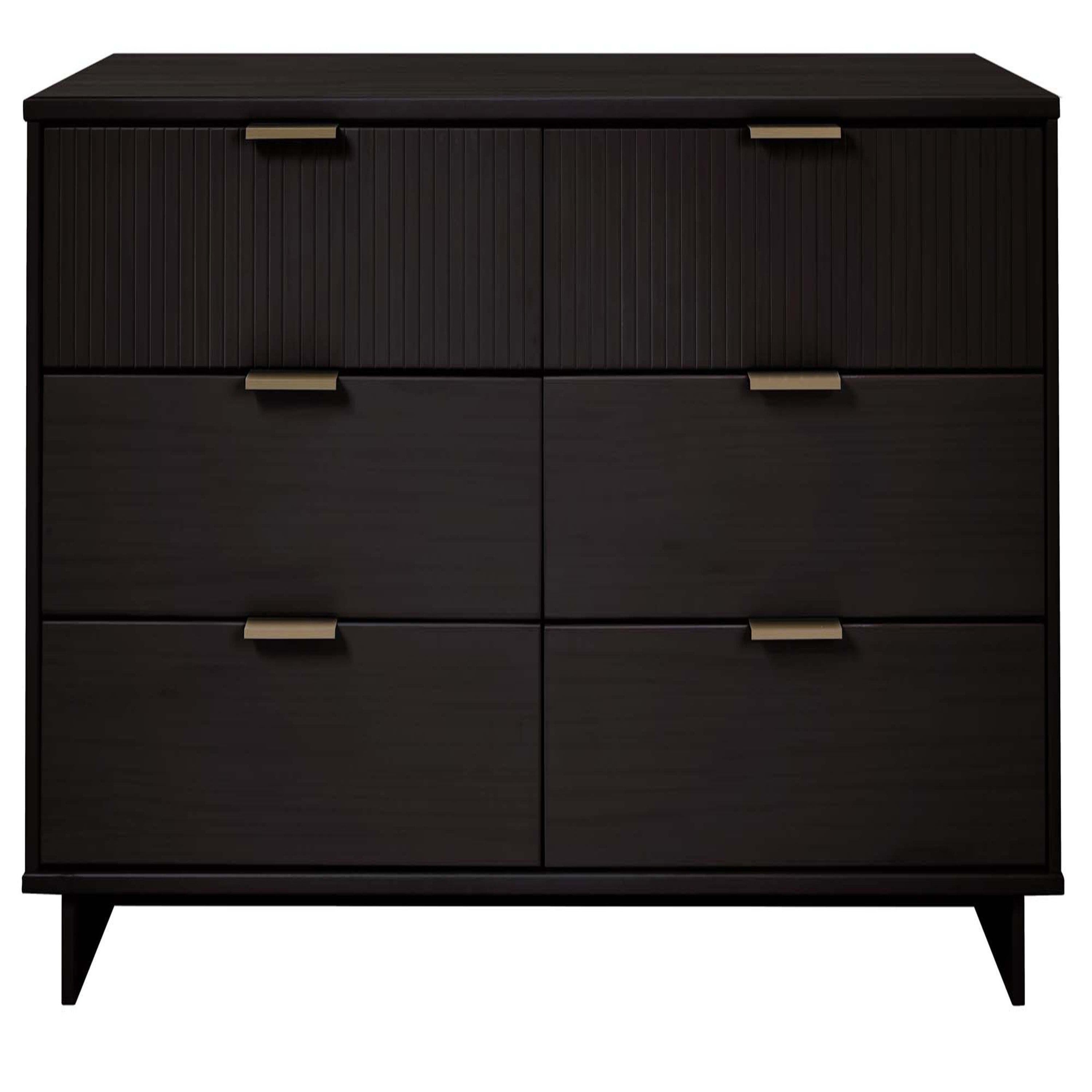 Granville 55" Double Wide Dresser in Black | Modern Solid Wood Chest of Drawers | MidinMod