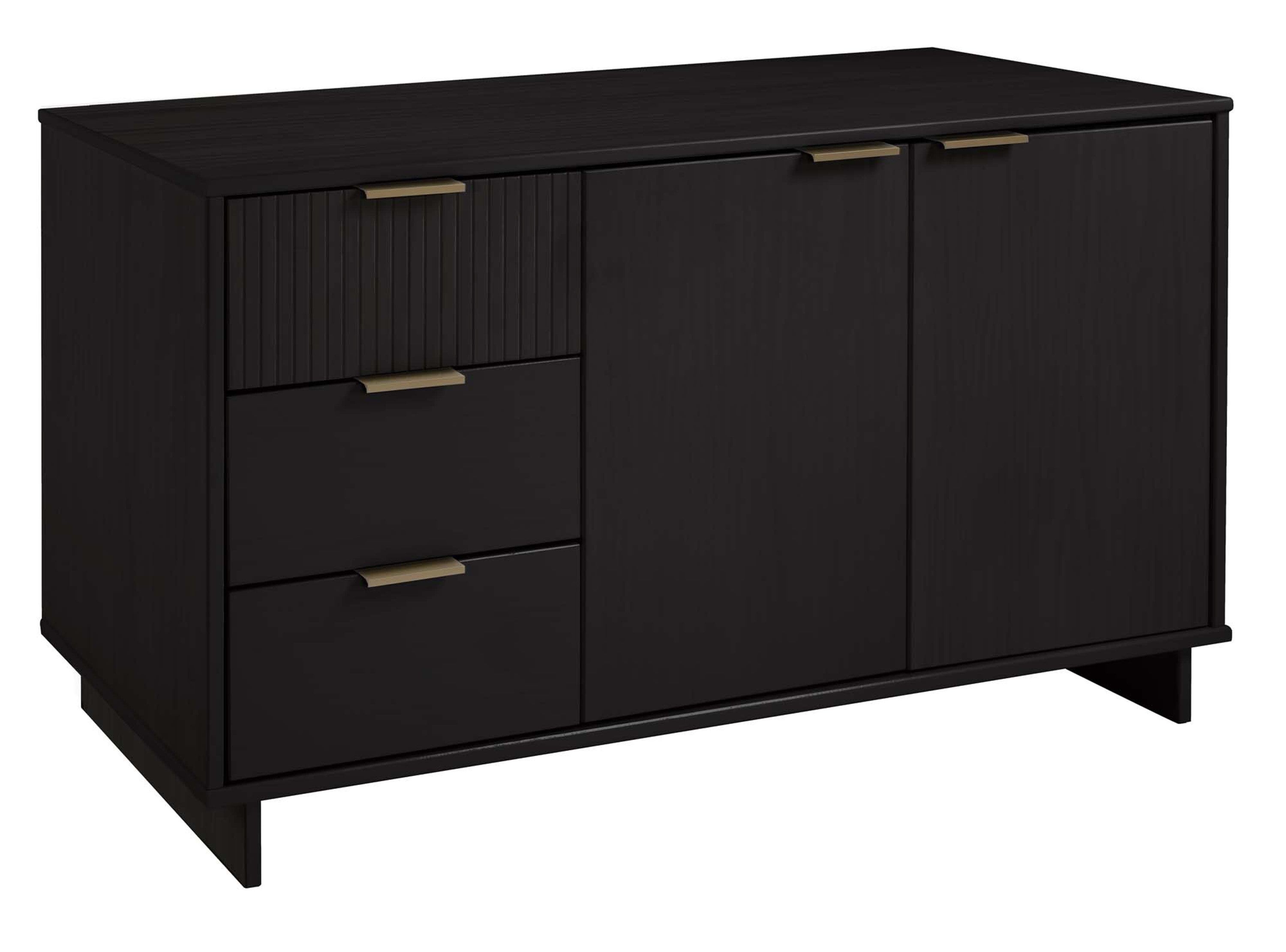 Granville 55" Black Sideboard | Modern Solid Wood Buffet & Storage Cabinet | MidinMod