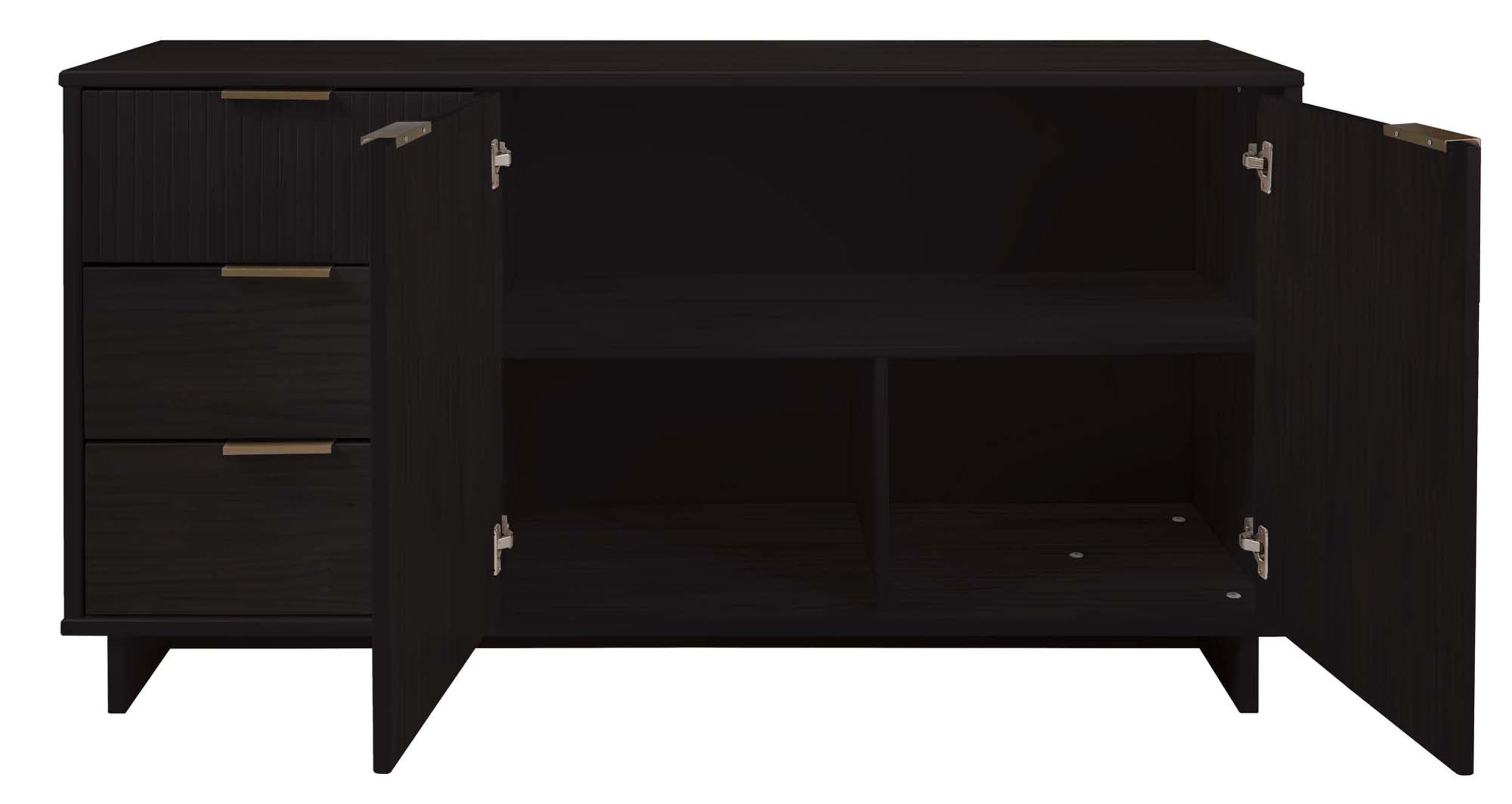 Granville 55" Black Sideboard | Modern Solid Wood Buffet & Storage Cabinet | MidinMod