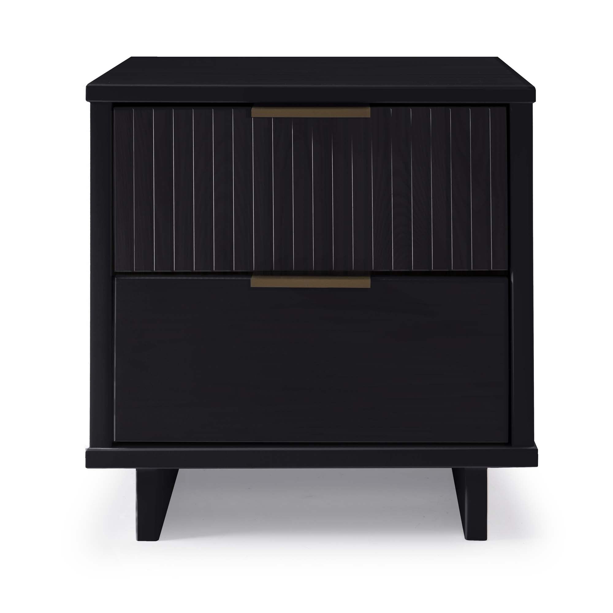 Granville Modern Black Solid Wood 2-Drawer Nightstand | MidinMod