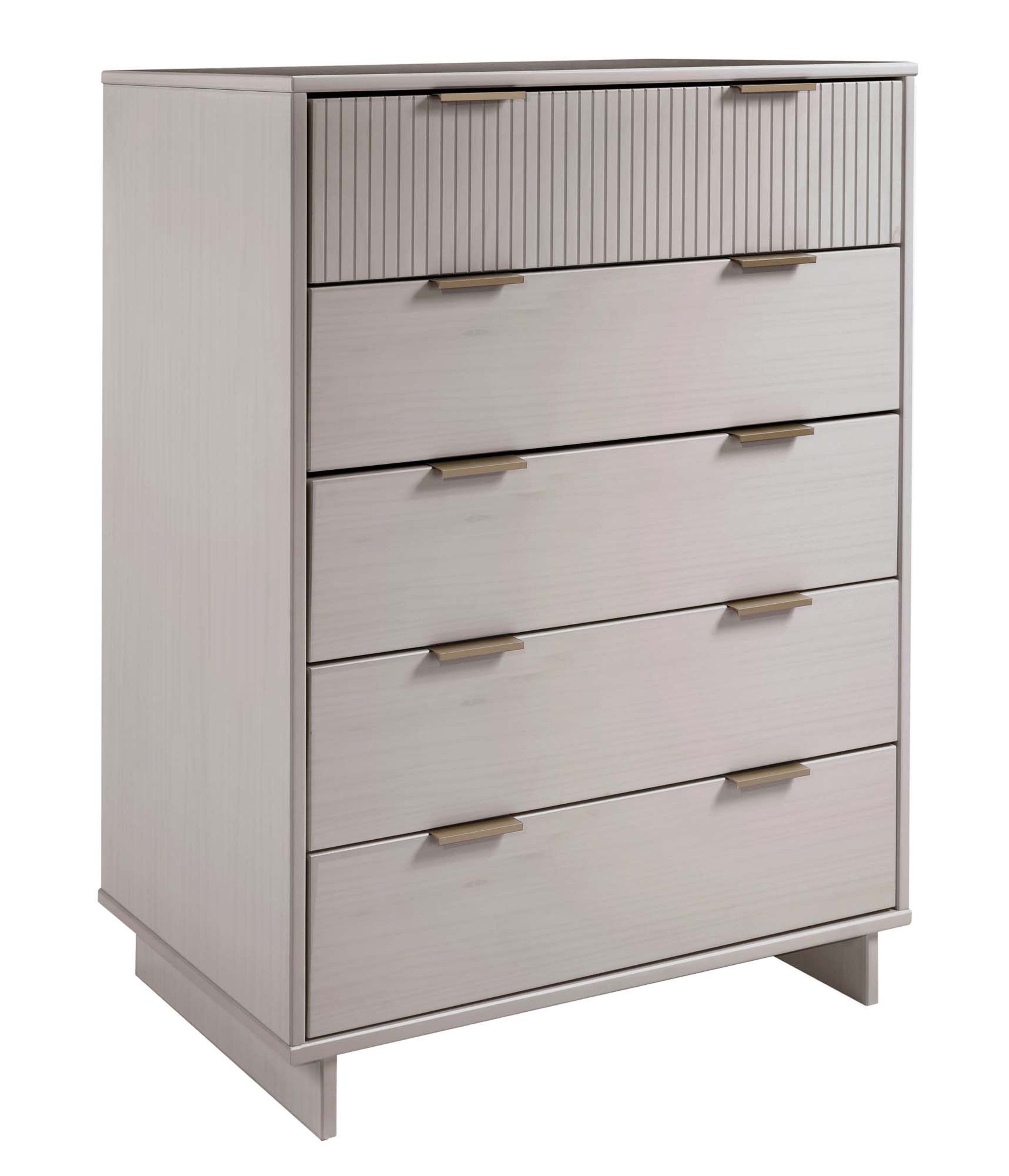 Granville Modern Light Grey Tall Dresser | Solid Wood Storage Chest | MidinMod