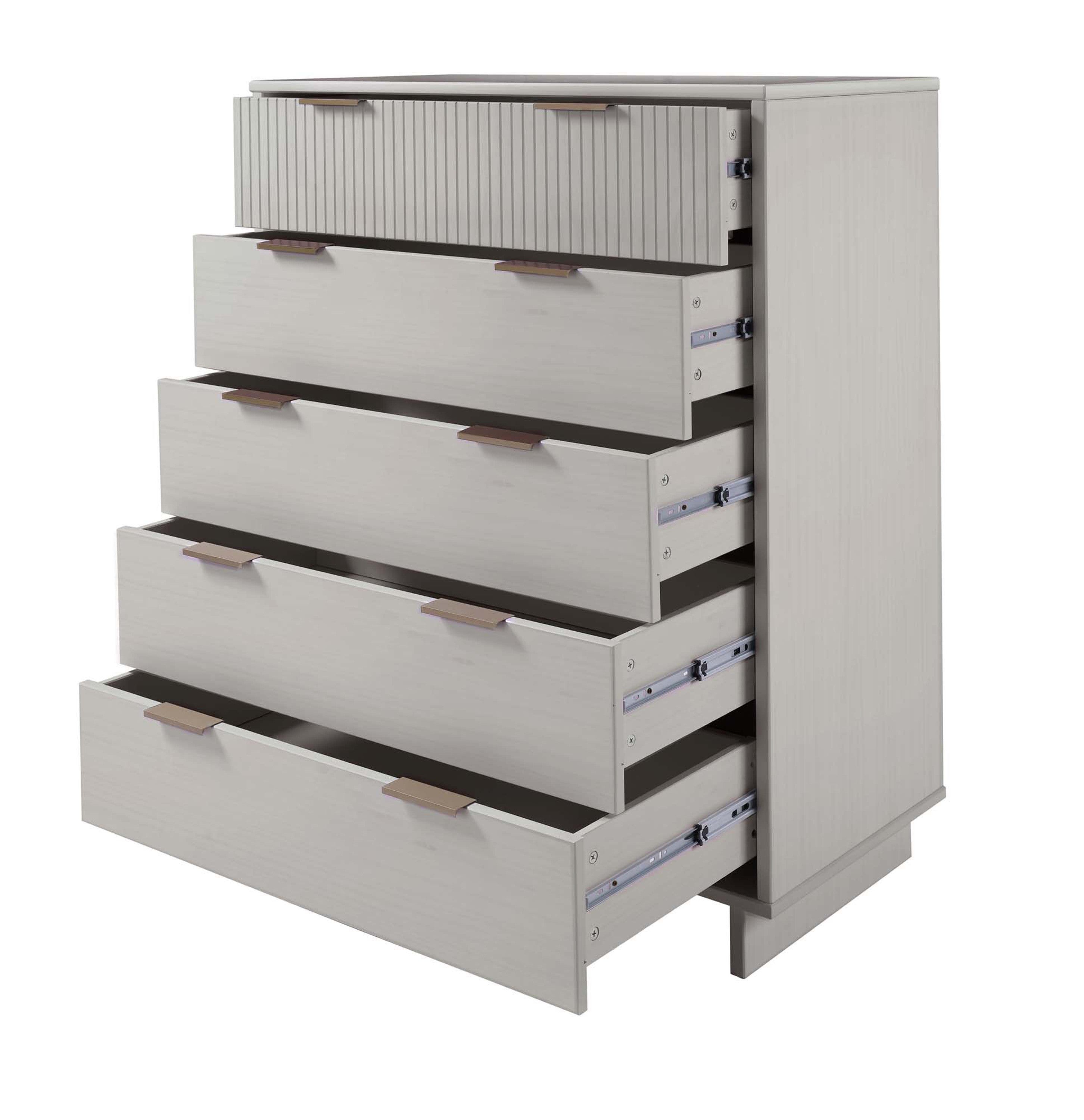 Granville Modern Light Grey Tall Dresser | Solid Wood Storage Chest | MidinMod