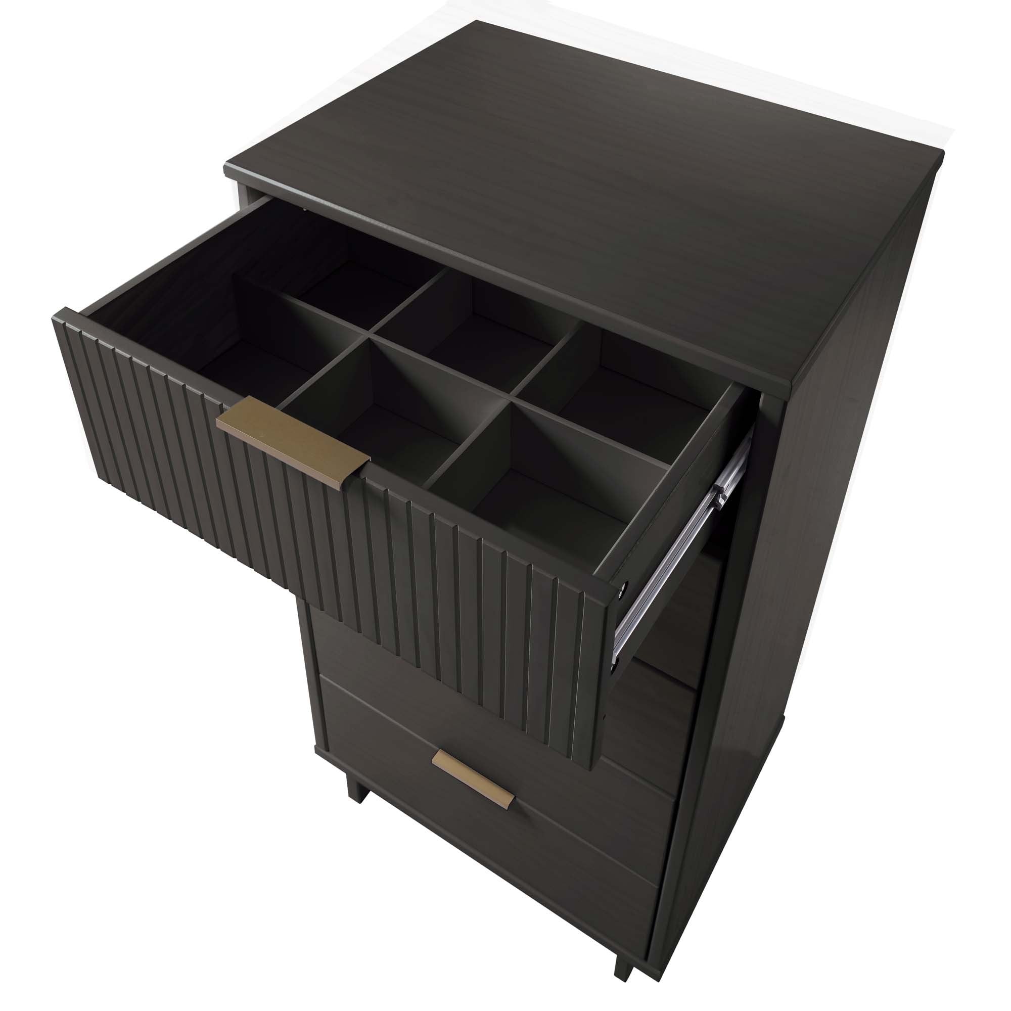 Granville Tall Narrow Dresser in Charcoal Gray | Modern Solid Wood Chest | MidinMod