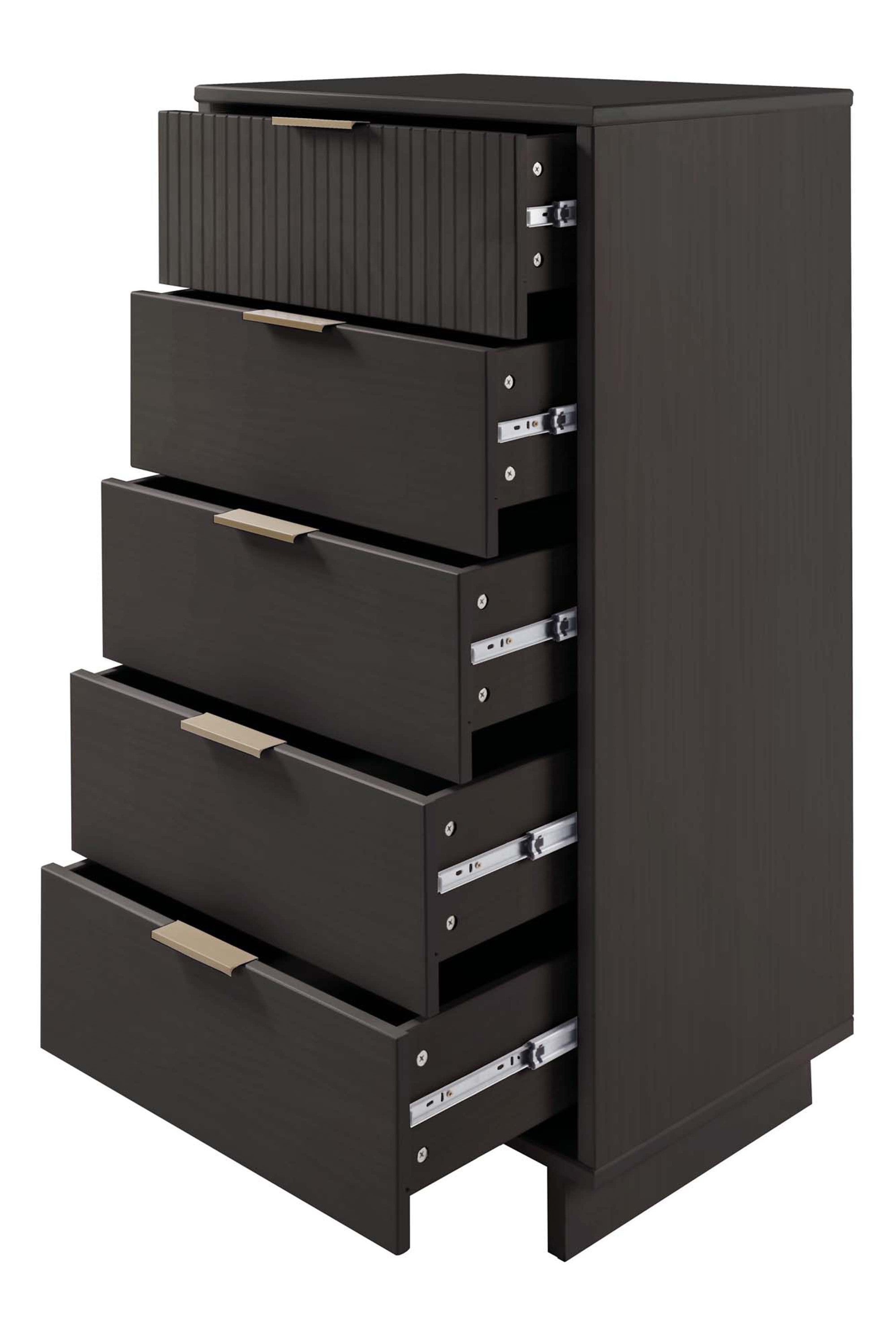 Granville Tall Narrow Dresser in Charcoal Gray | Modern Solid Wood Chest | MidinMod