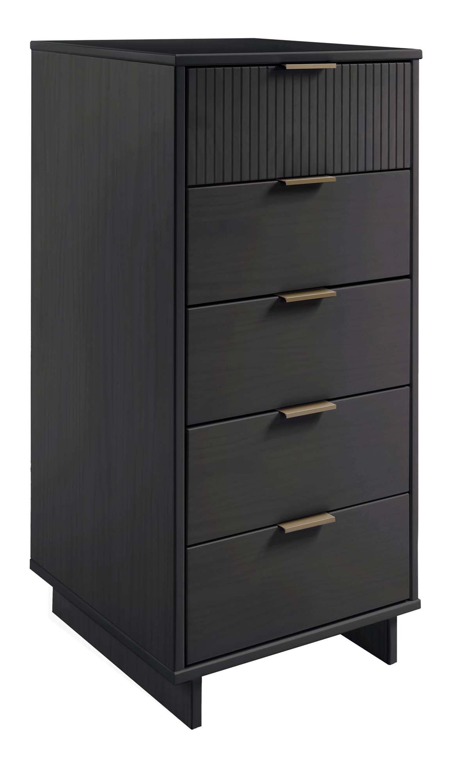 Granville Tall Narrow Dresser in Charcoal Gray | Modern Solid Wood Chest | MidinMod