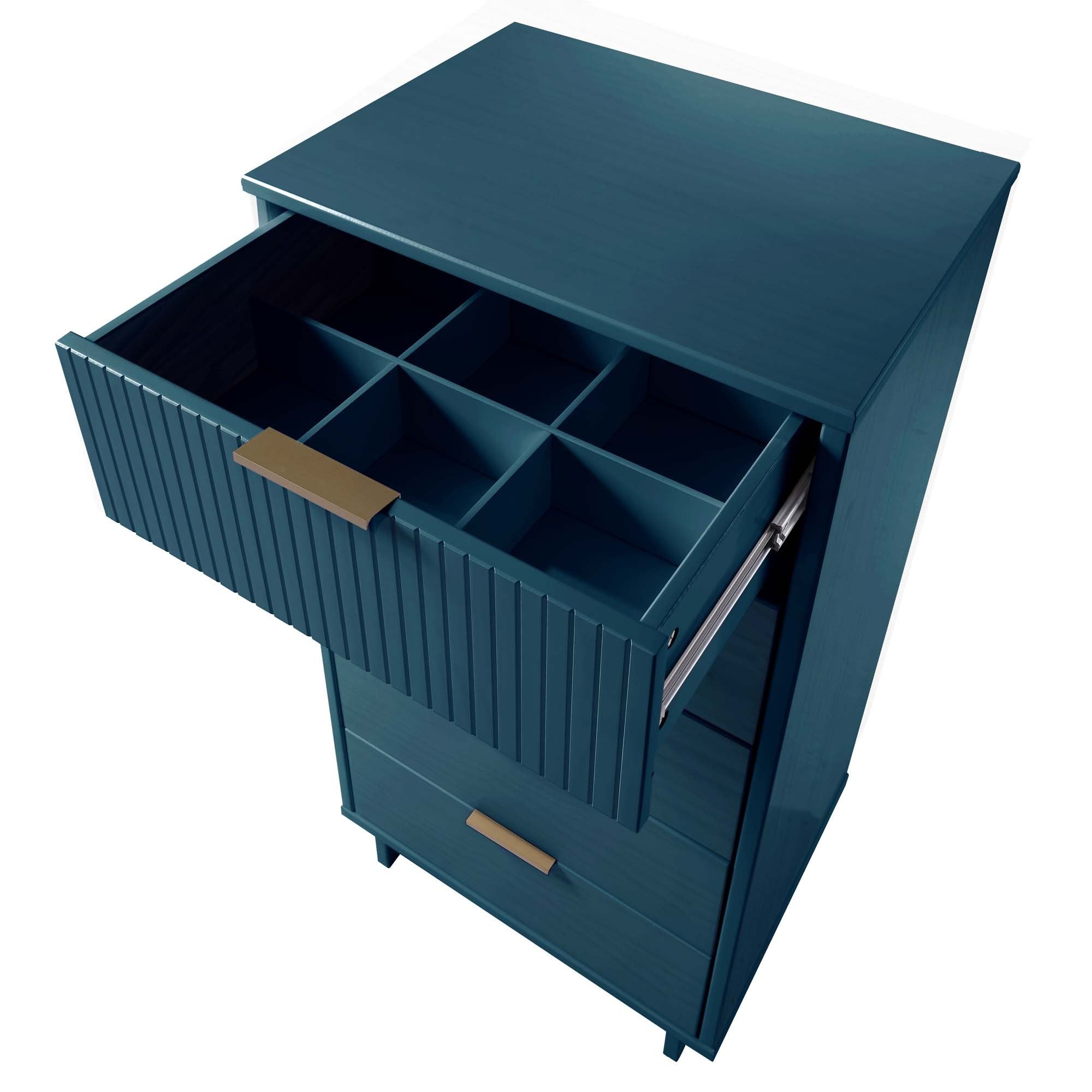 Granville Tall Narrow Midnight Blue Dresser | Modern Solid Wood Chest of Drawers | MidinMod