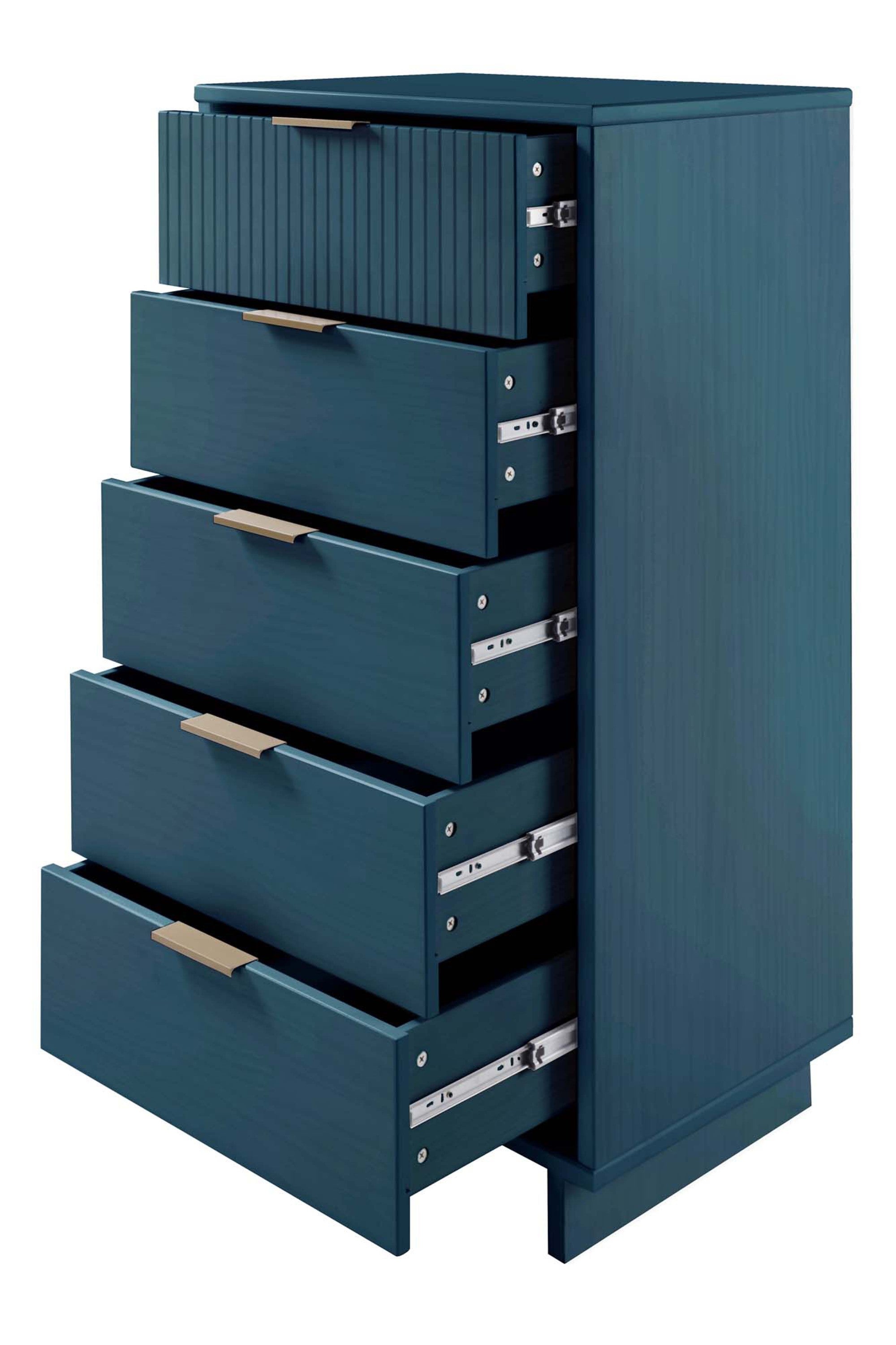 Granville Tall Narrow Midnight Blue Dresser | Modern Solid Wood Chest of Drawers | MidinMod
