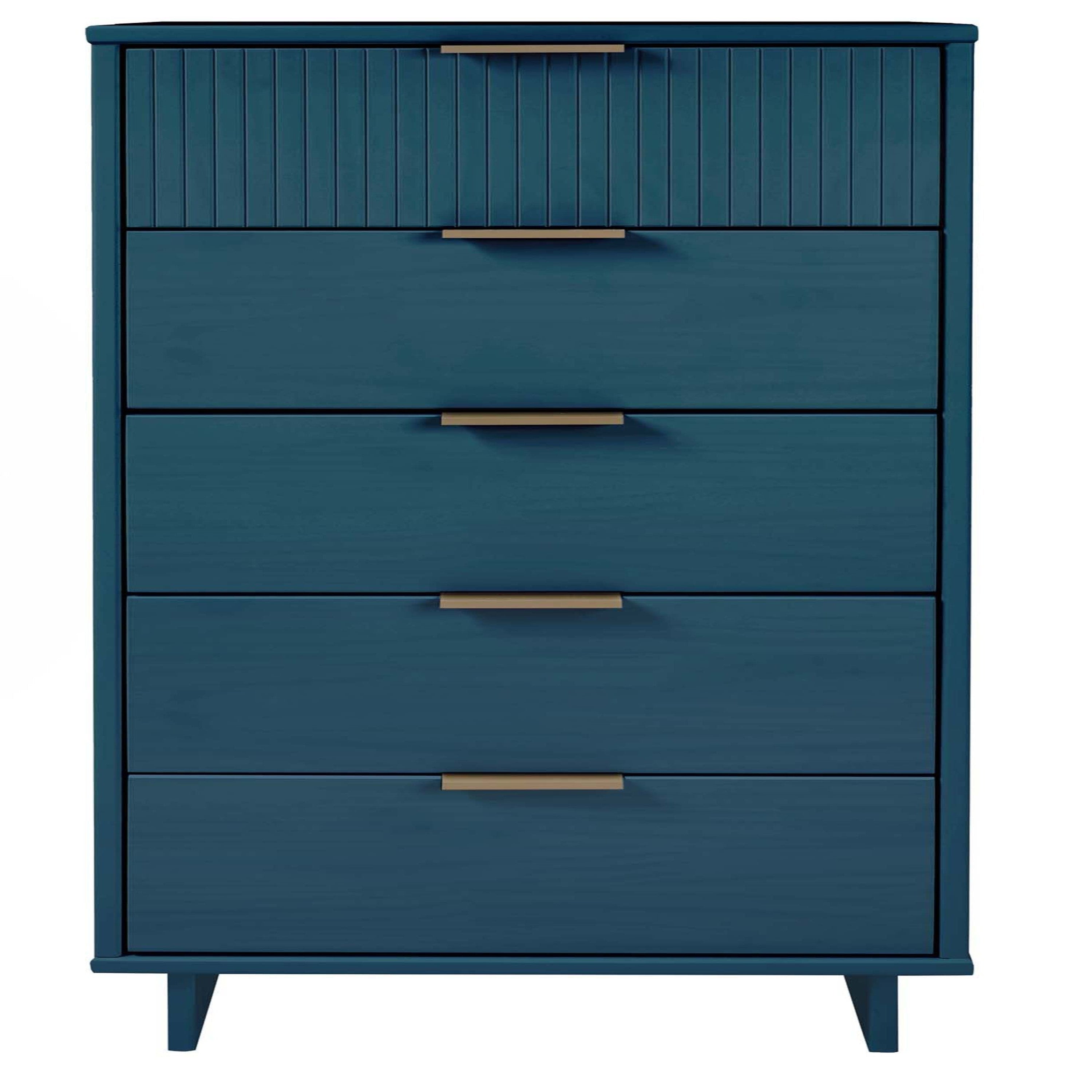 Granville Tall Narrow Midnight Blue Dresser | Modern Solid Wood Chest of Drawers | MidinMod