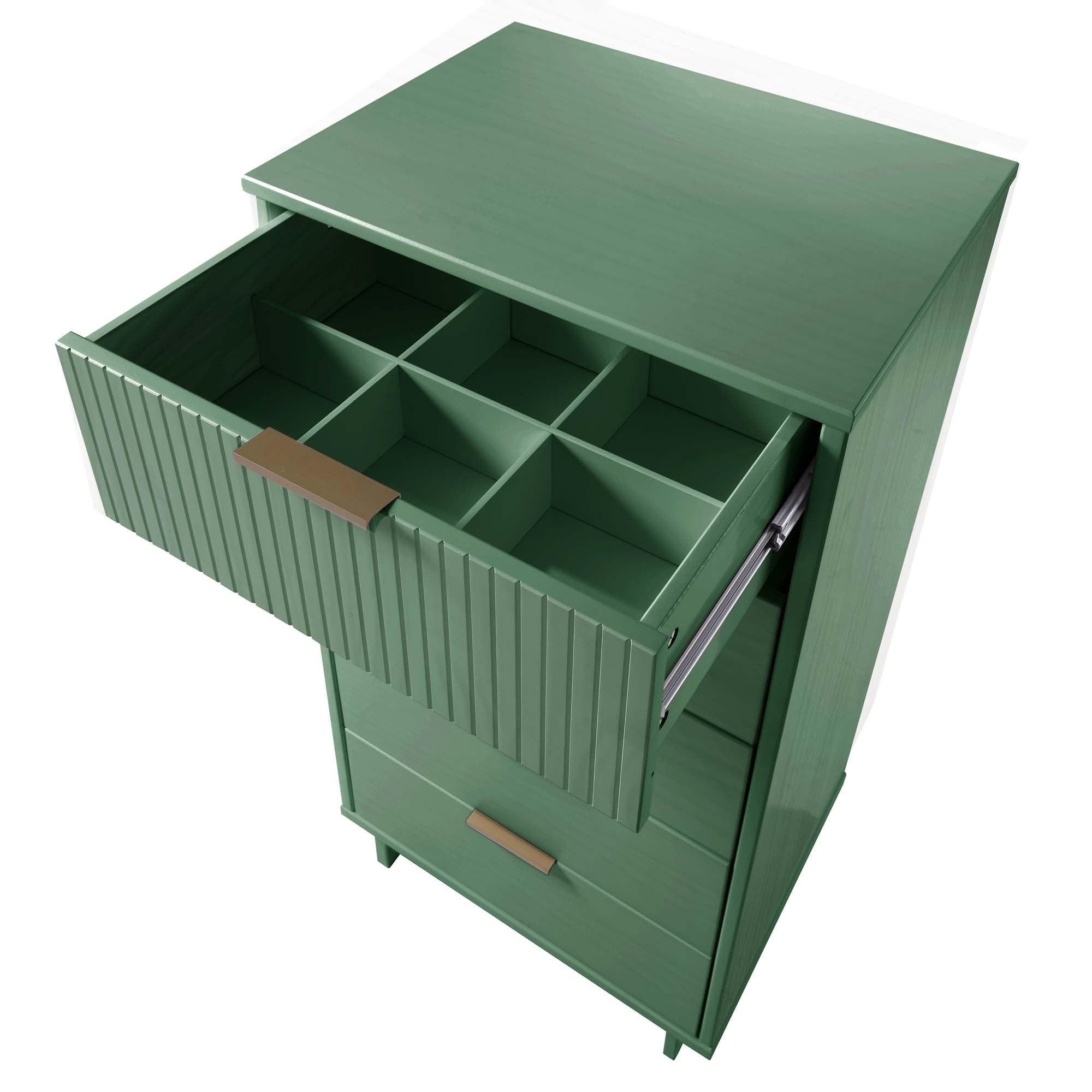 Granville Tall Narrow Dresser in Sage Green | Modern Solid Wood Chest of Drawers | MidinMod