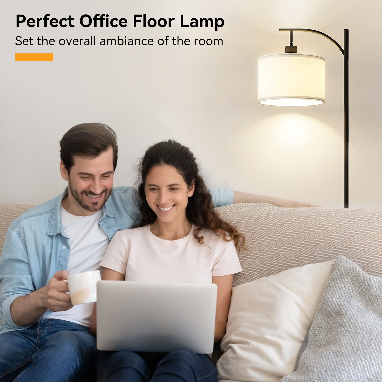 Modern White and Black Iron Floor Lamp with Pedal Switch - MidinMod