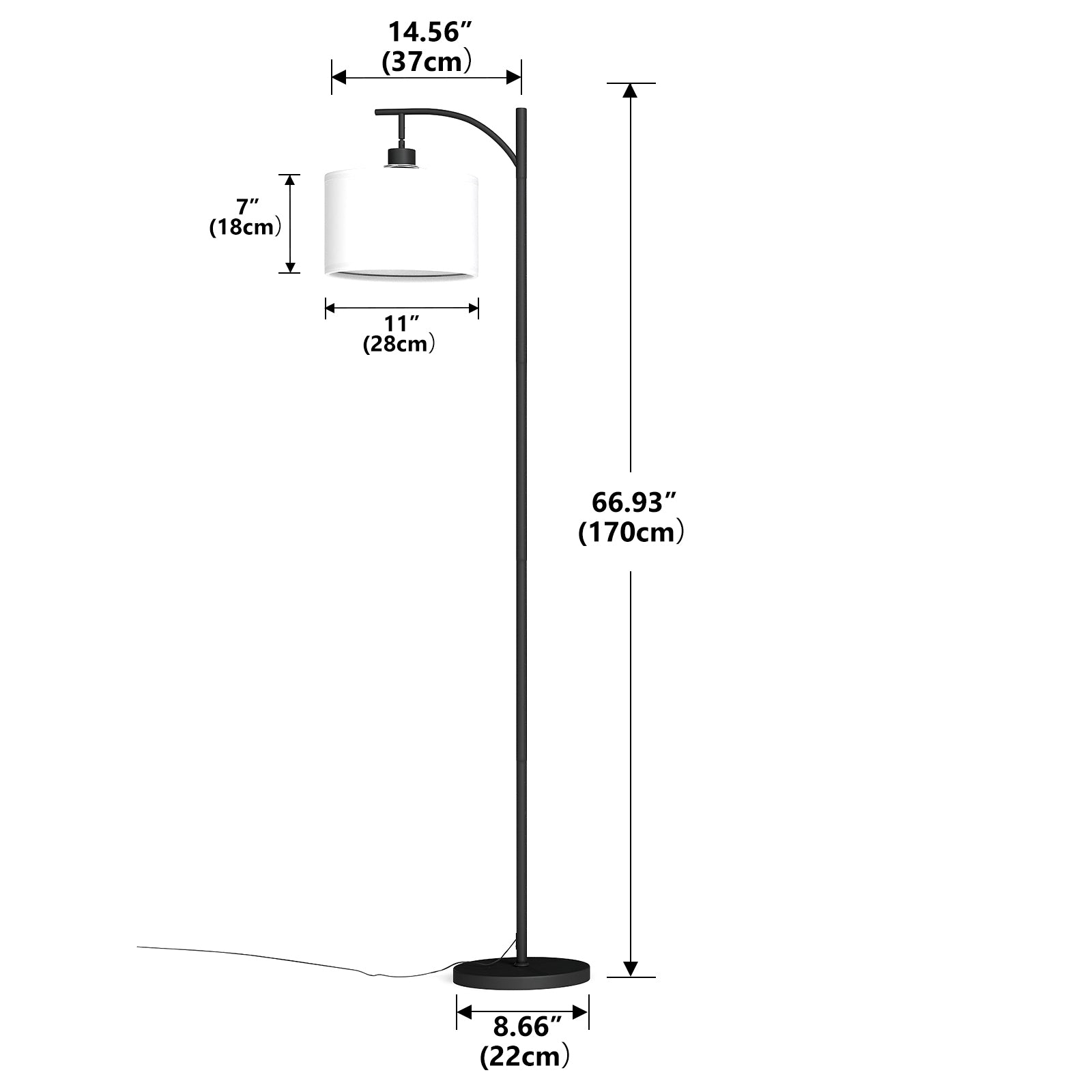 Modern White and Black Iron Floor Lamp with Pedal Switch - MidinMod