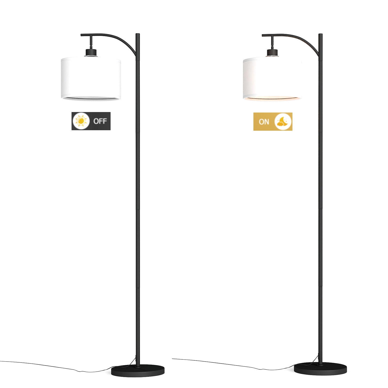 Modern White and Black Iron Floor Lamp with Pedal Switch - MidinMod