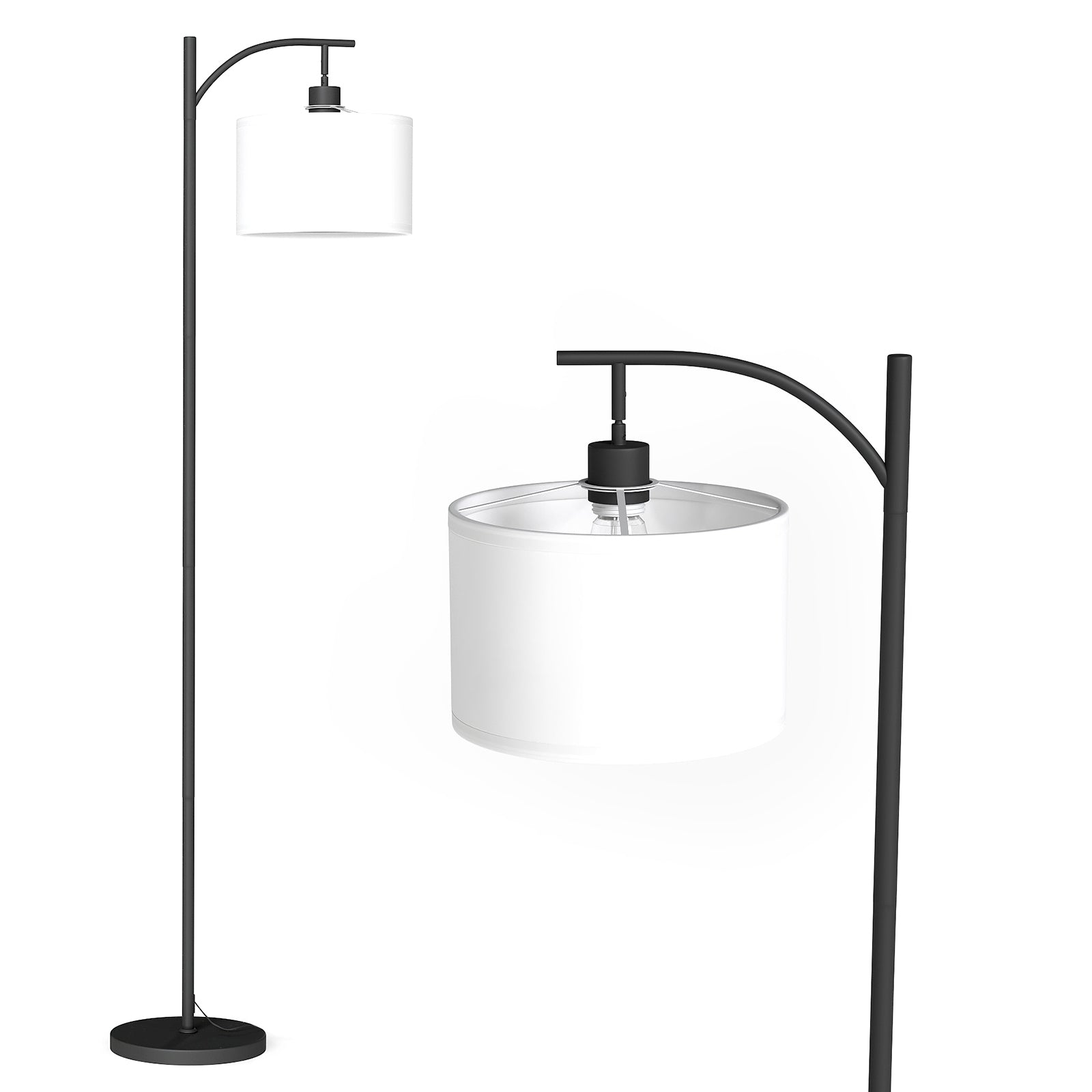 Modern White and Black Iron Floor Lamp with Pedal Switch - MidinMod