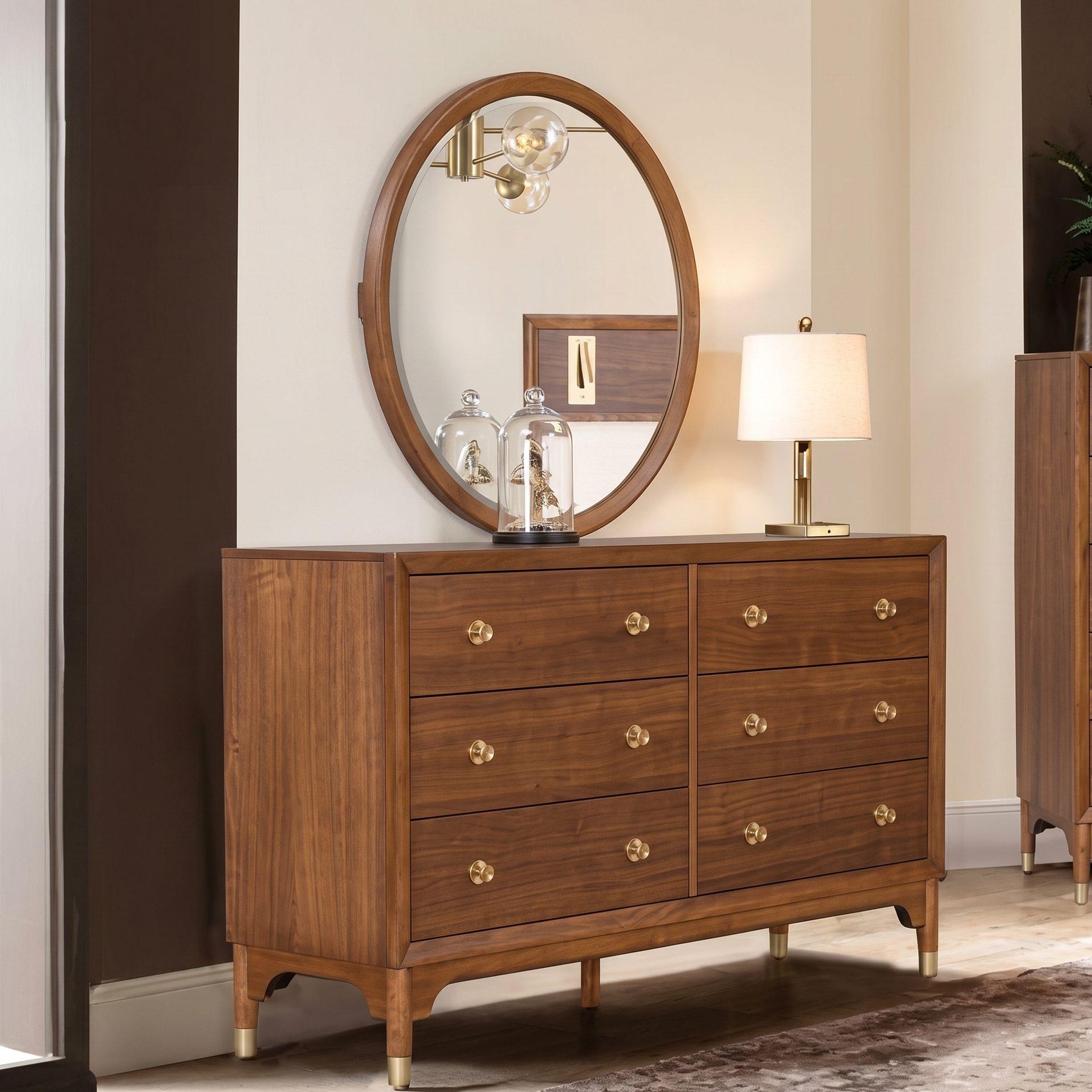 Hepburne Walnut Dresser | Mid-Century Modern Rubberwood Dresser | MidinMod