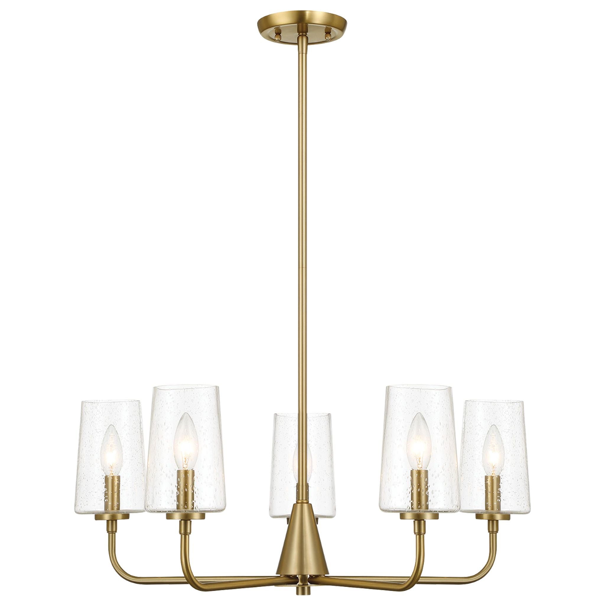 Dazzle Five Lights Chandelier With Clear Seeded Glass -Satin Brass