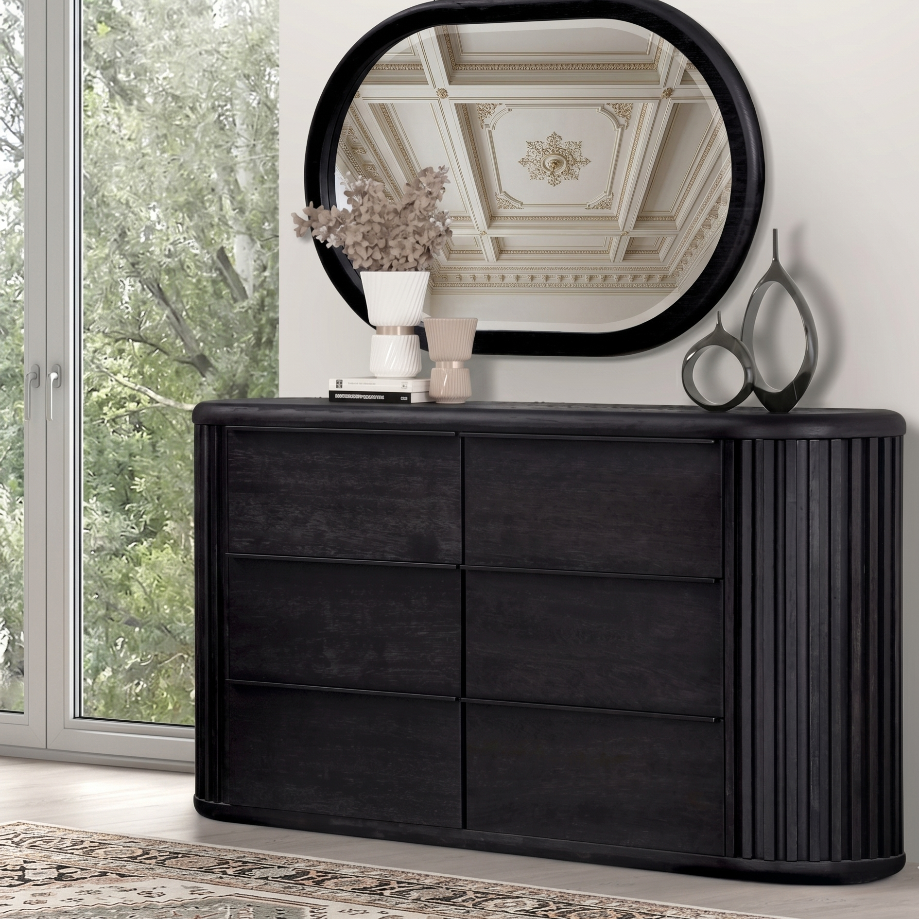 Hildesheim Black Dresser | Modern Engineered Wood Fluted Dresser | MidinMod