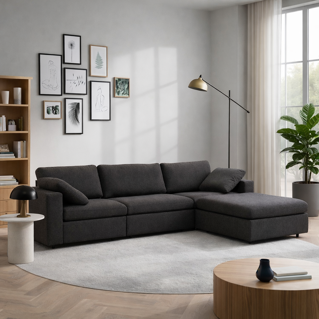 Texas Modular Corner Sectional Modern Sofa Dark Gray