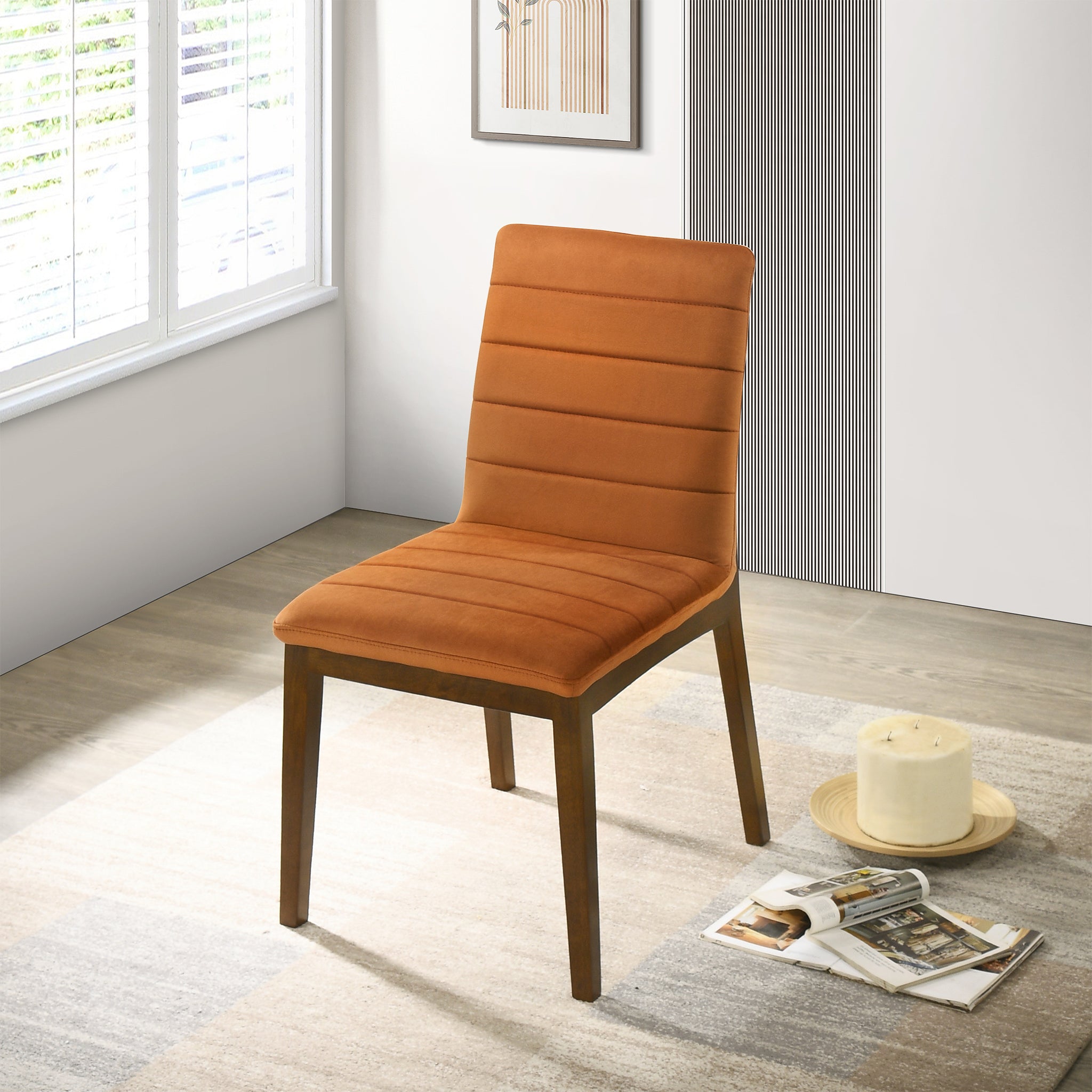 Isley Burnt Orange Velvet Dining Chair Set of 2 - MidinMod
