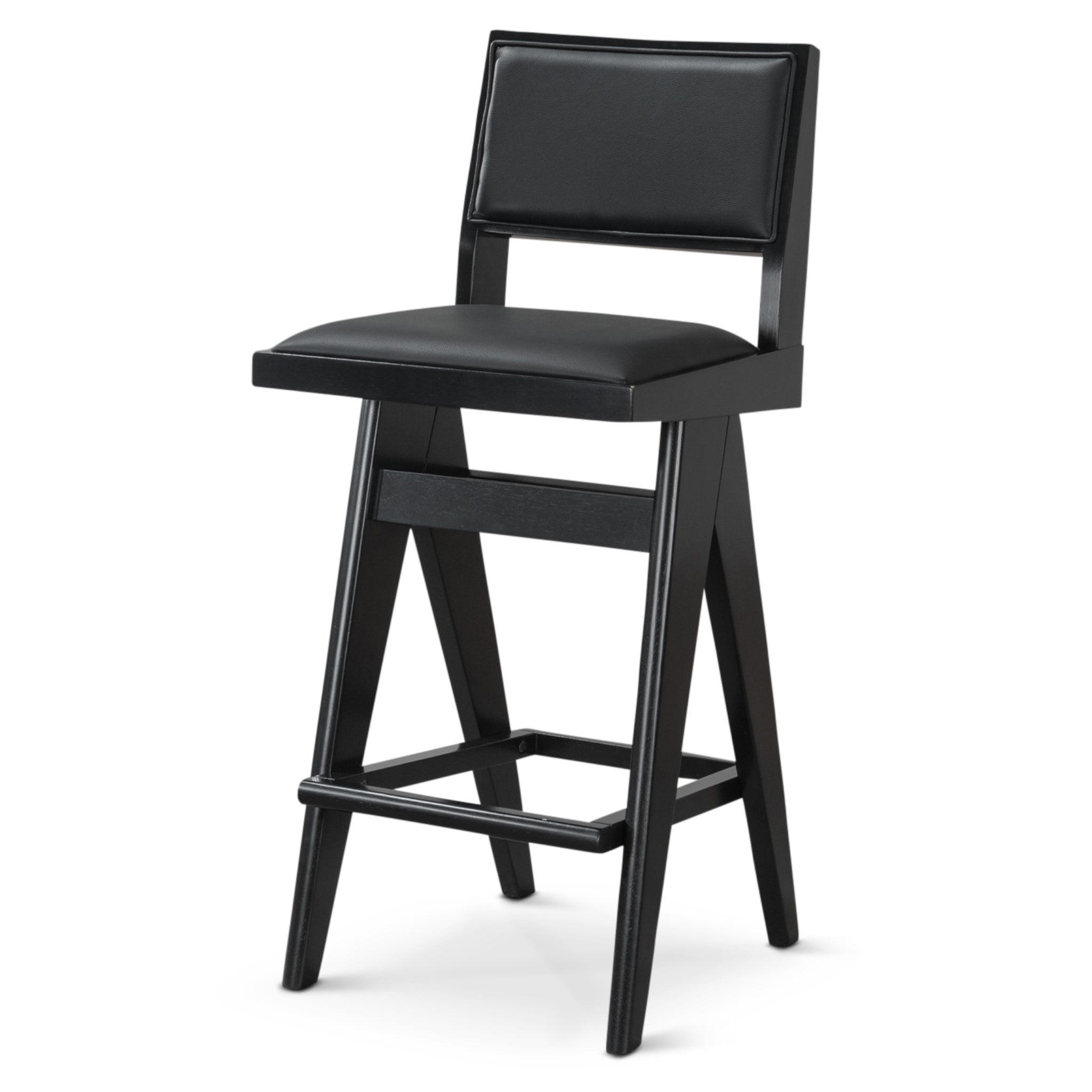 Kora Black Leather Bar Stool Set of 2 - MidinMod