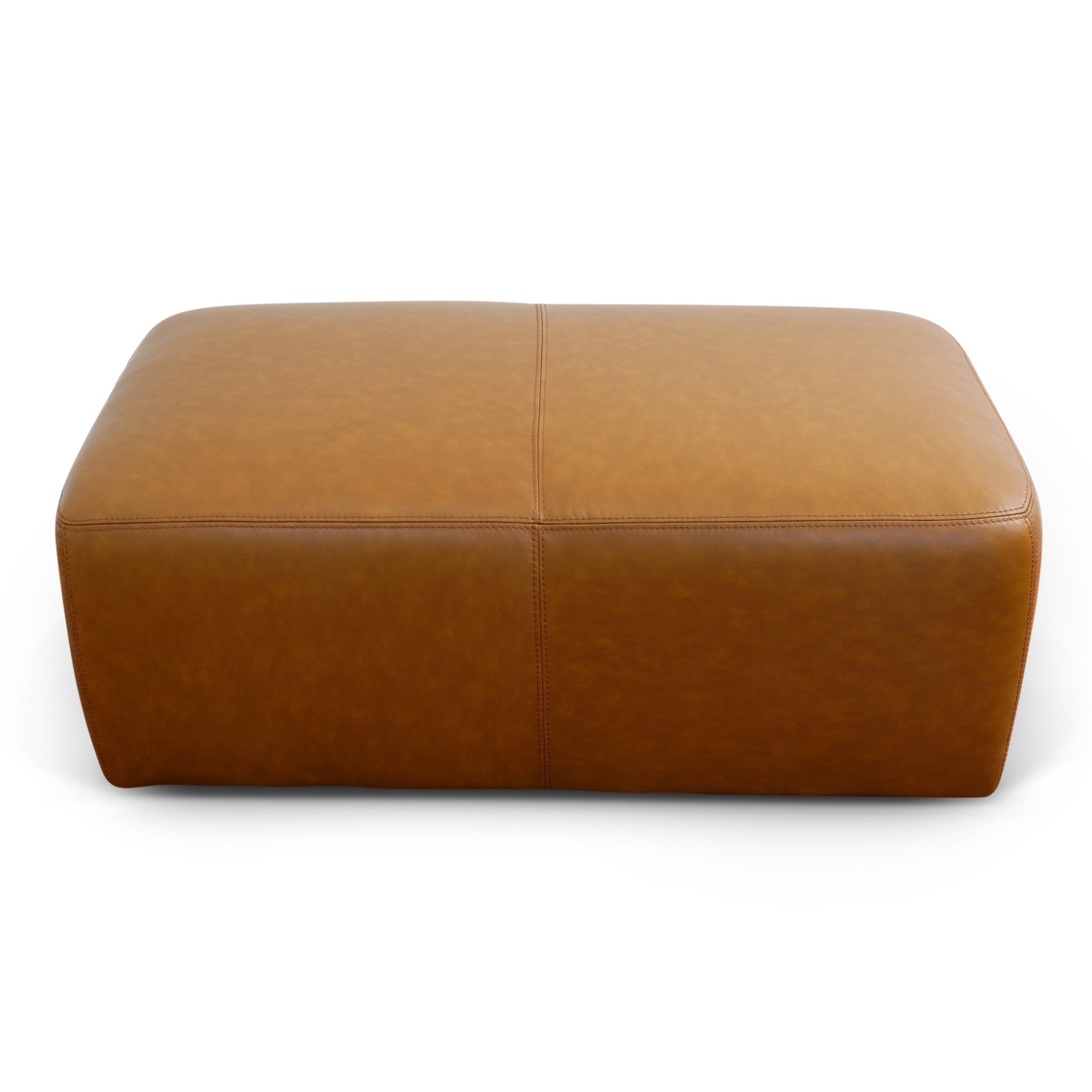 Inglewood Tan Leather Ottoman - MidinMod