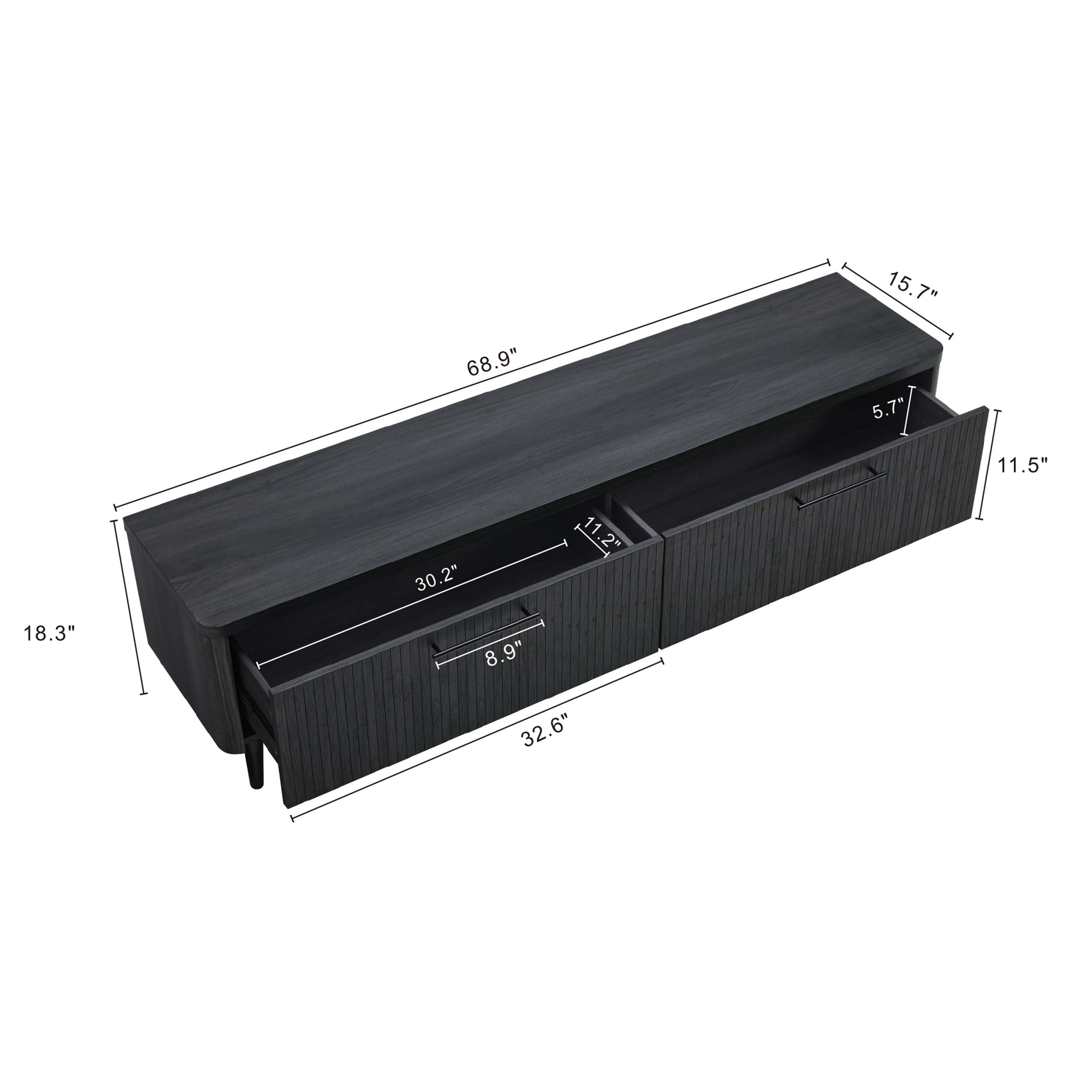 Jodie Charcoal Grey TV Stand | Modern Media Console & Storage Center | MidinMod