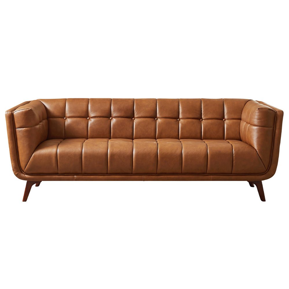 Kano Cognac Leather Large Sofa - MidinMod